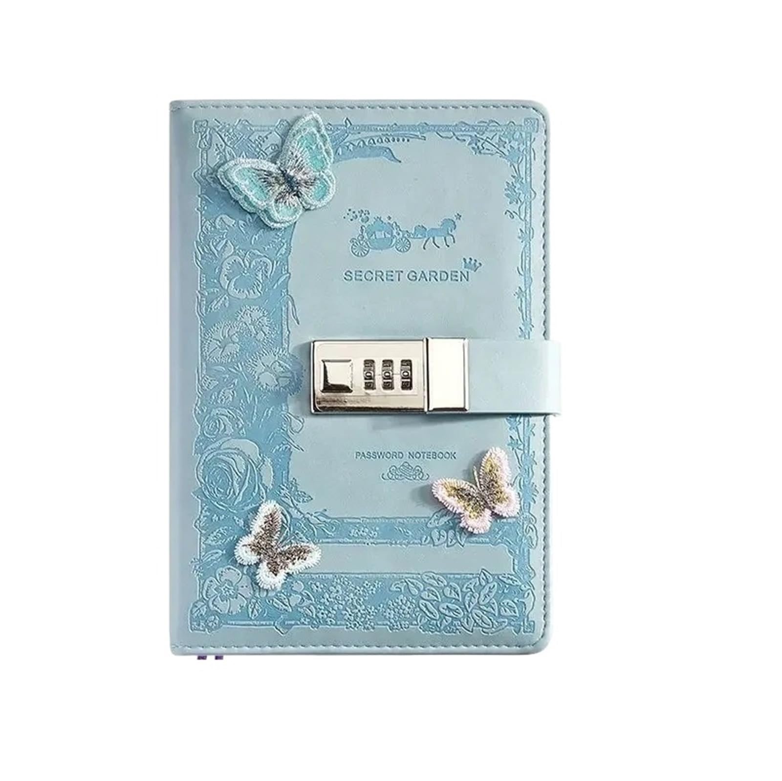 Abschließbares Tagebuch A5 Retro Passwort Notebook mit Schloss Zeitschriften Verdicken Hand Ledger Handbuch Student Notizblock Tagebuch Bindemittel Schreibwaren(Blue)