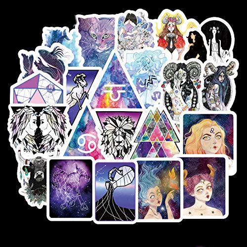 Constellations Zodiac Star Galaxy Divination Tarot Myth Magic Stickers for Laptop Water Bottle Vinyl Decal with Waterproof PVC,Aesthetic,Trendy Stickers for MacBook Wall Car Helmet Skateboard