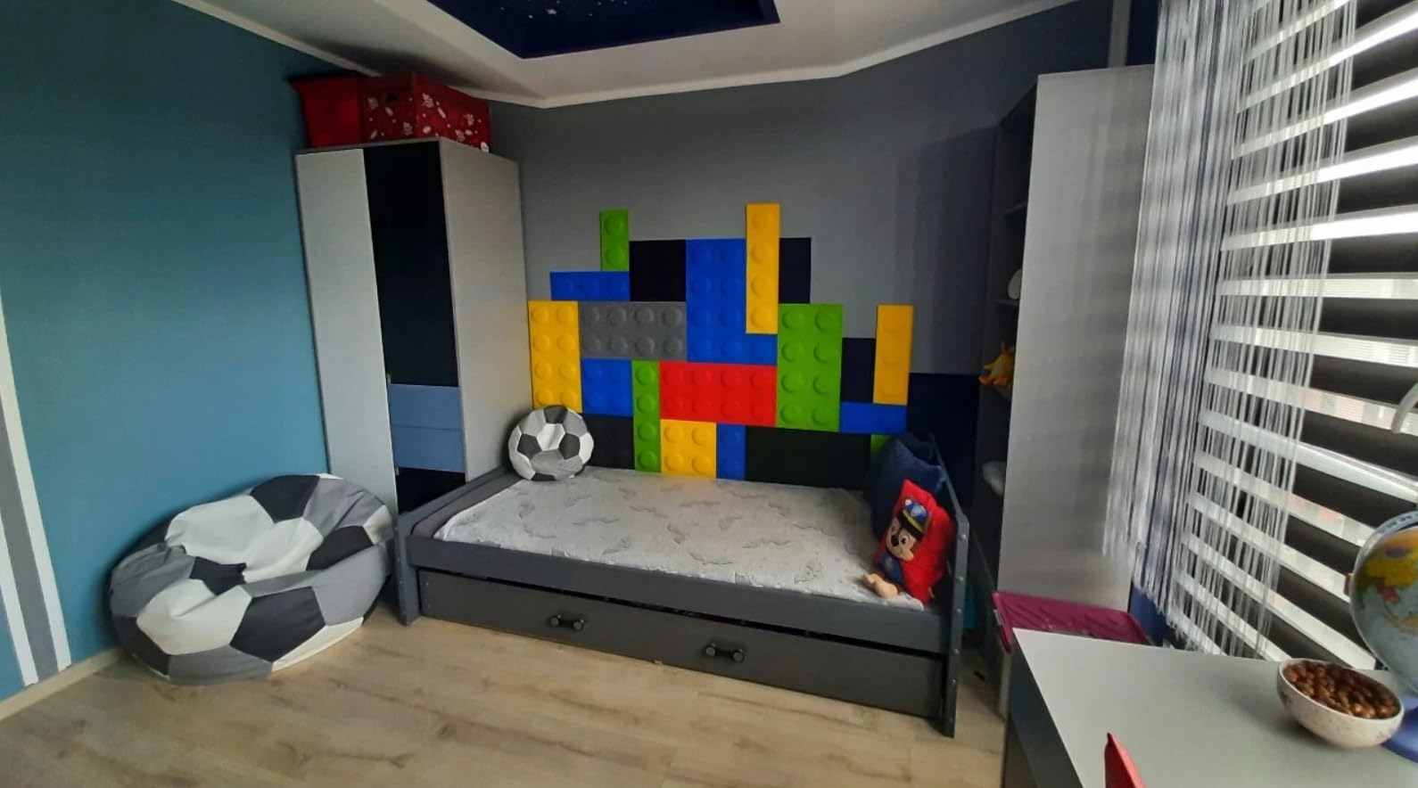3D Panele ścienne do pokoju dziecięcego I Akustyczne poduszki ścienne z filcu w formie klocków I Dekoracja i osłona ściany I 3D panele do dekoracji pokoju dziecięcego