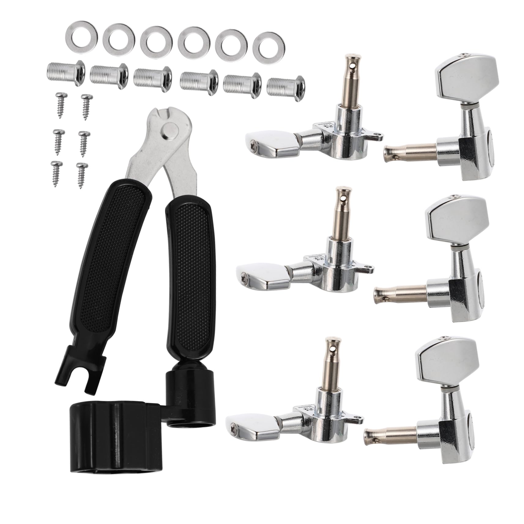 SUPVOX 6 in 1 Guitar Tuning Kit 3 Left Tuning Pegs Full Enclosed Knobs Alloy String Winder Cutter for Acoustic Guitar