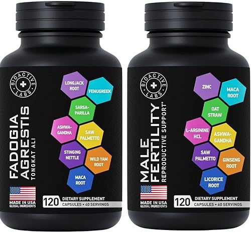 BIOACTIVE LABS Suplementos de fertilidad masculina y complejo Fadogia Agrestis Tongkat Ali - Paquete de apoyo a la fertilidad y la energía