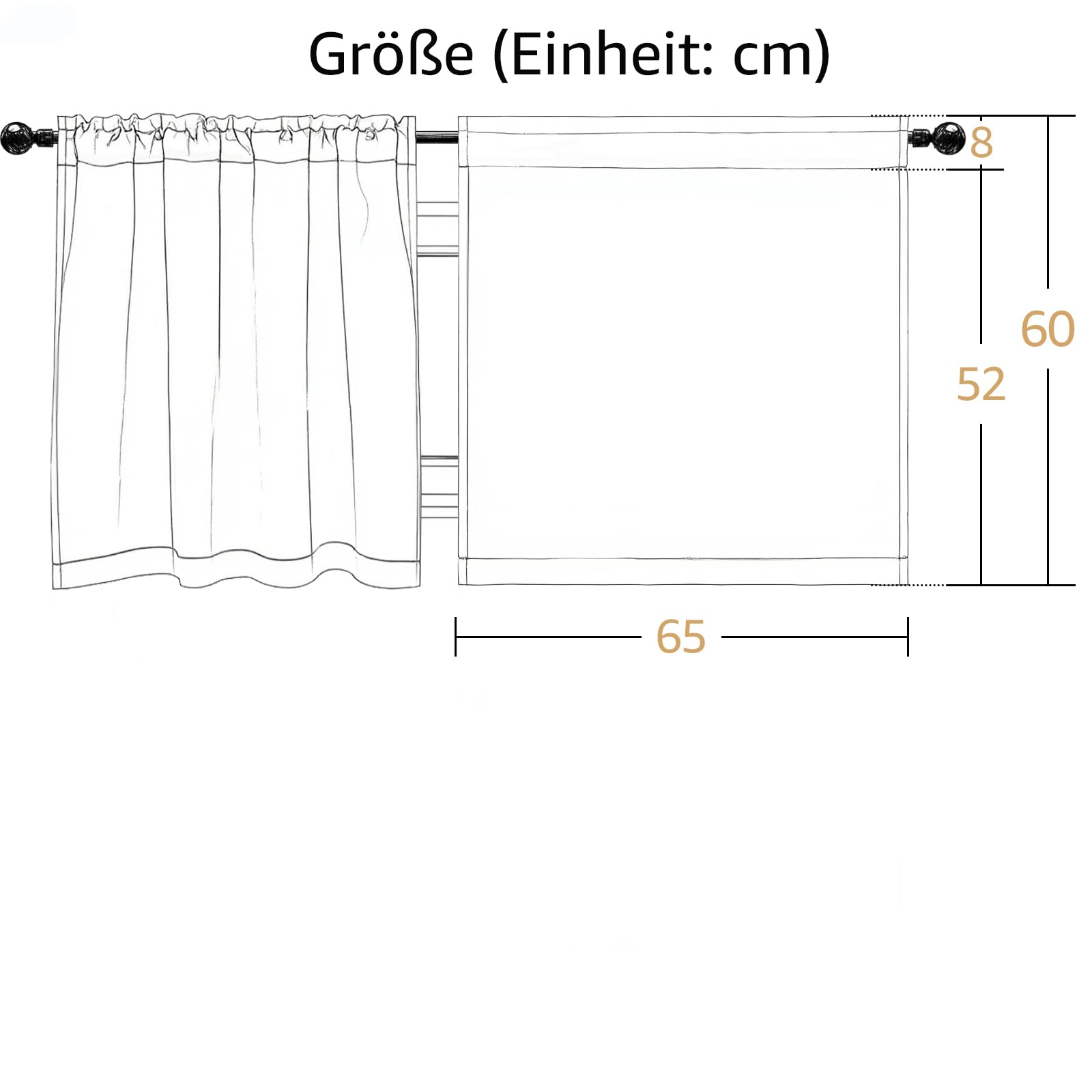 TOPICK Lot De 2 Rideaux Brise-bise En Lin - 115 X 65 Cm (H X L) - Courts - Pour Salon, Salle De Bain, Buanderie, Demi-fenêtre - Filtration De La Lumière - Naturel