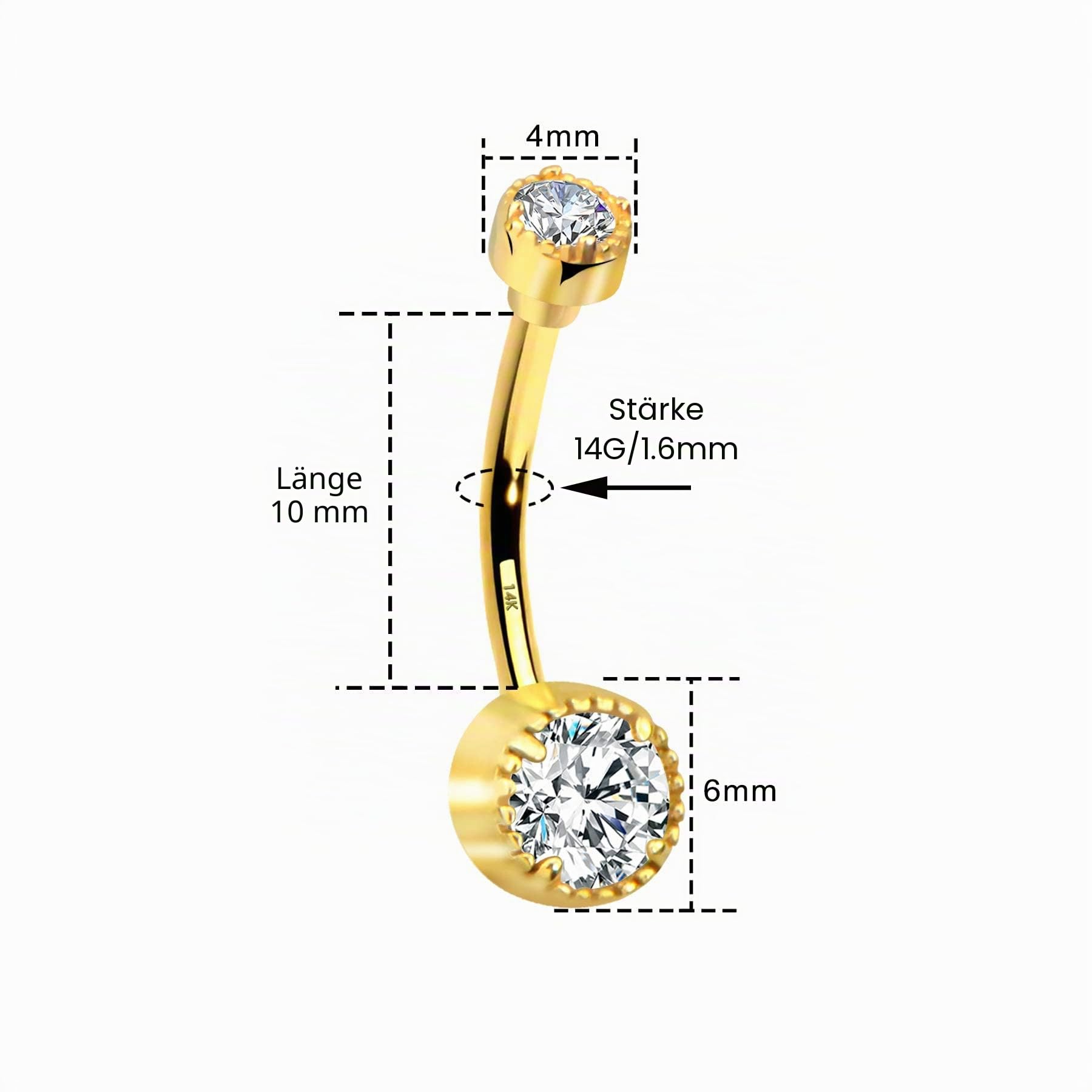 Melighting Bauchnabelpiercing 9 Karat Gelgold 14G Bauchpiercing in Herzform 10mm Nabelpiercing Schmuck Bauchpiercings Schmuck Bauchnabelpiercing Gold für Damen