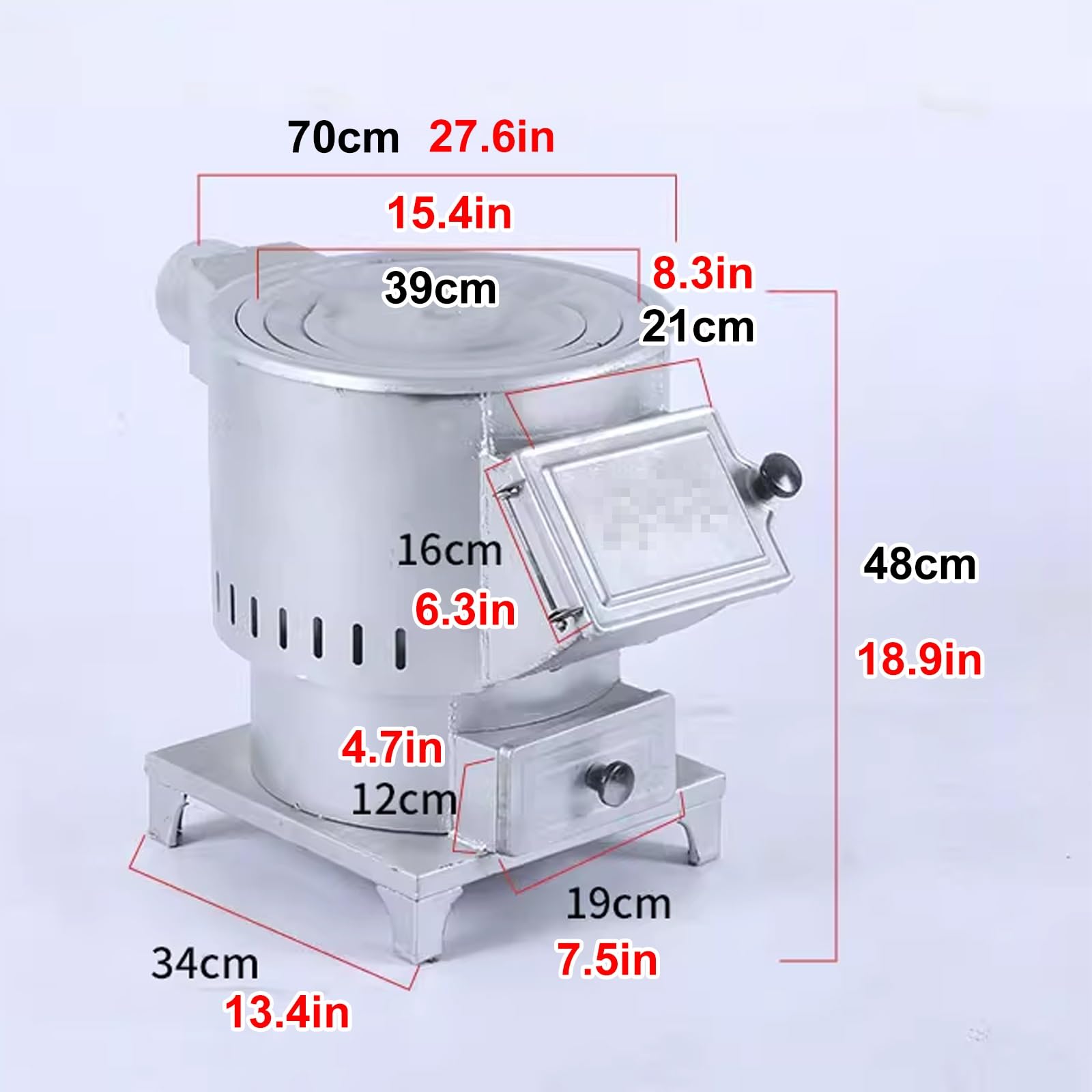 Braciere da Esterno Piccolo Stufa a Gassificazione Senza Fumo Lamiera in Acciaio Cucina a Legna da Interno Cassetto di Raccolta Cenere Adatto per Terrazze e Uso Esterno(B)