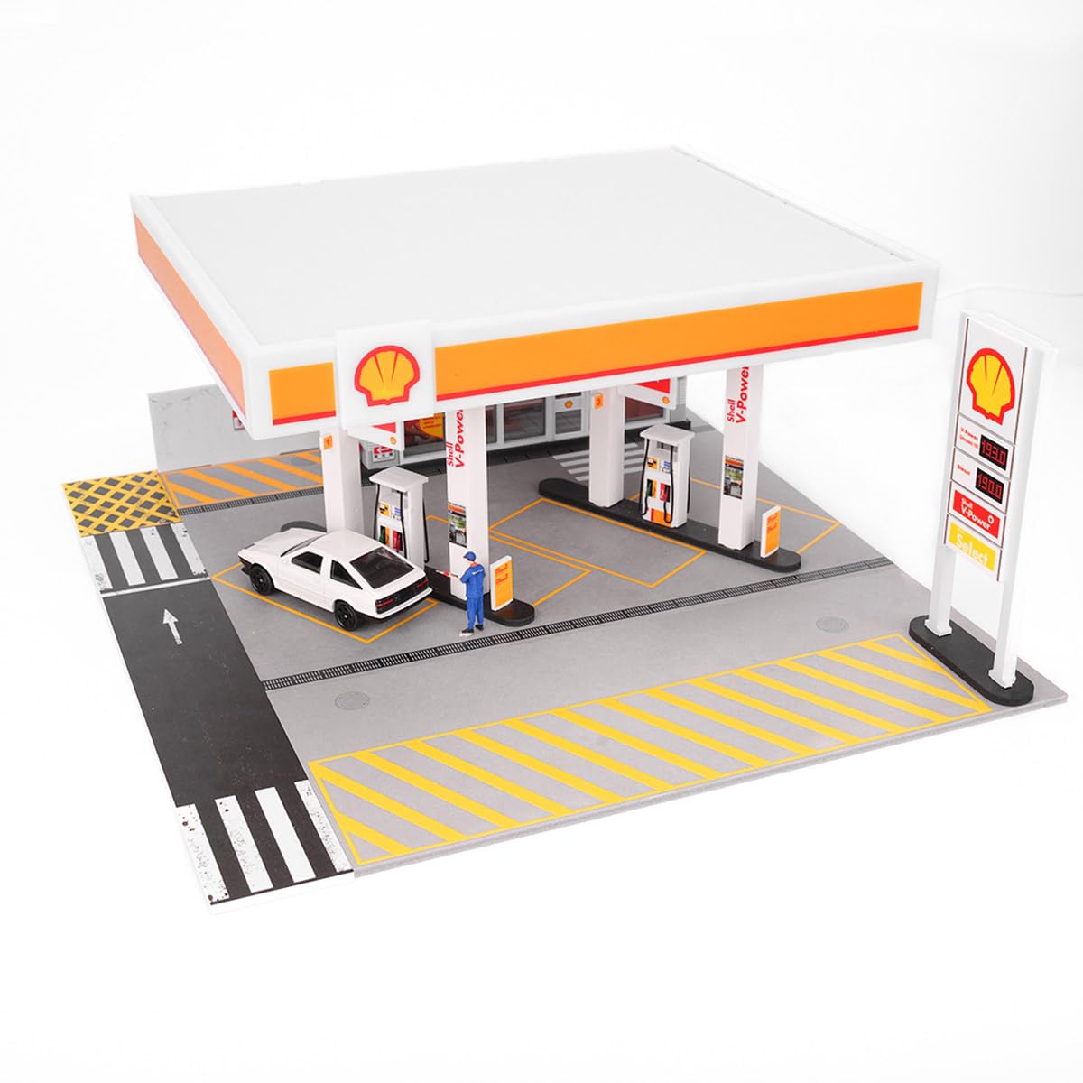 Shell Gas Station 1:64 Diorama Gas Station Building Model Set with