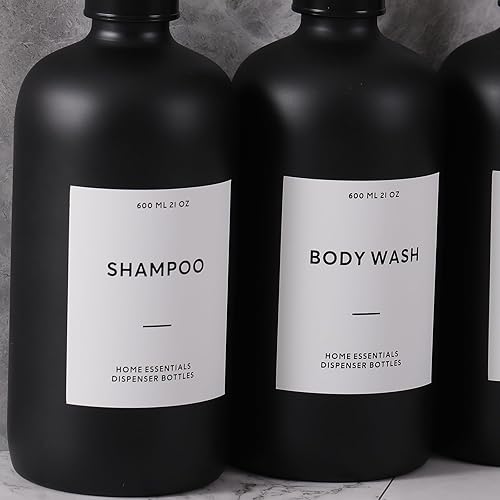 Miniatura 8 de HOMCDALY Dispensador de champú y acondicionador, paquete de 3 botellas recargables de champú y acondicionador de 21 onzas, dispensador de bomba de