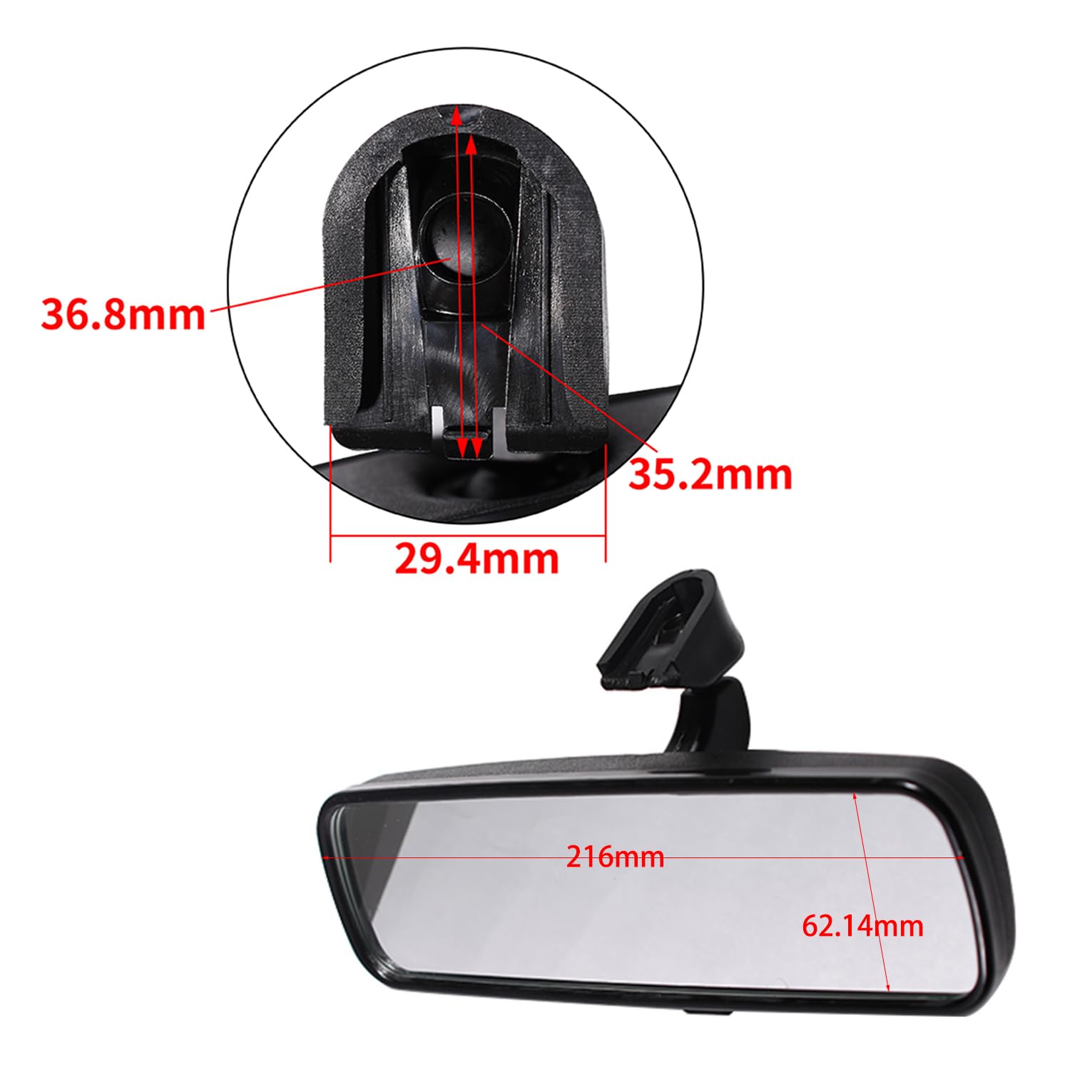 Specchietto Retrovisore Auto Interno Compatibile con Ford Fiesta Focus Fusion Mondeo Mk3 4982463