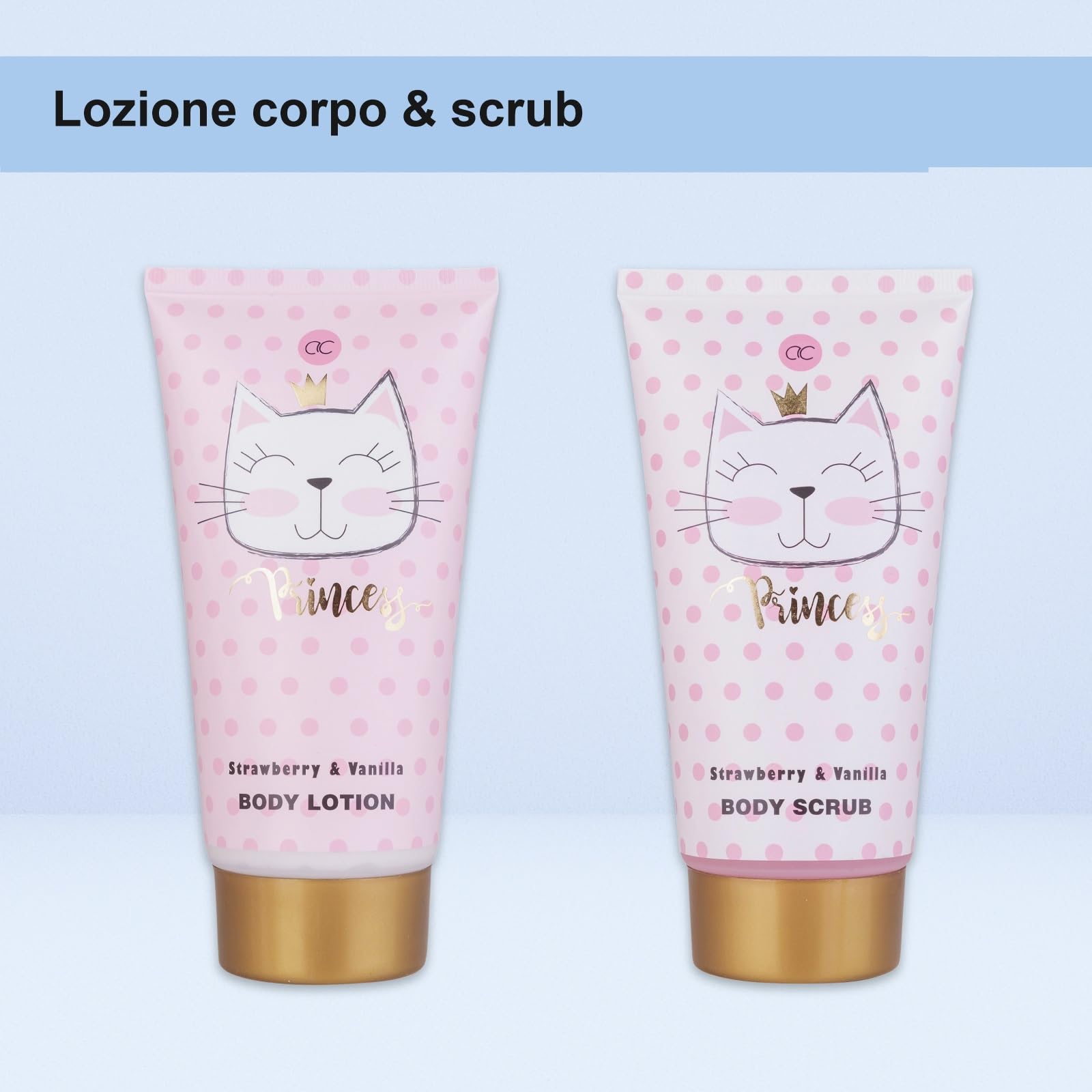 Accentra - Set Regalo Princess Kitty Per Bambina, Con Aroma Alla Fragola E Alla, 7 Pezzi, Colore: Rosa, Vaniglia