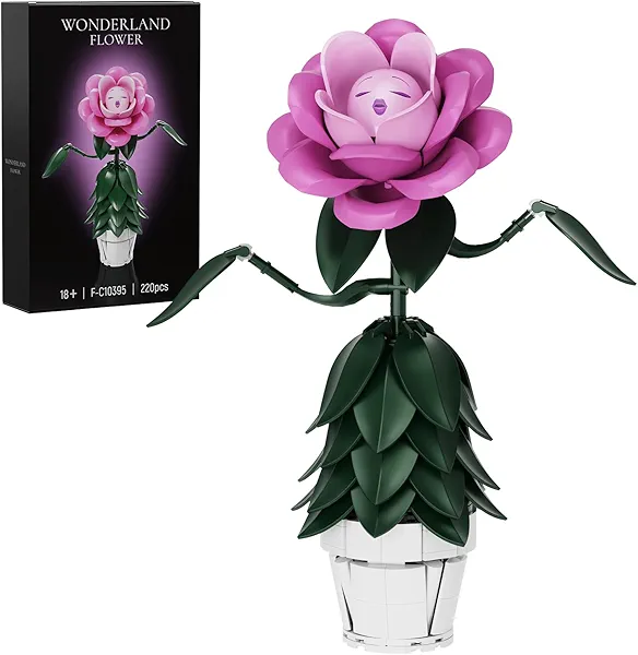 Wonderland Flower Building Sets, Compatible with Lego Flowers for Adults, Girls, Women and Fans - Pink Rose Flower Gifts for Birthday, Party and Festivals (220 PCS)