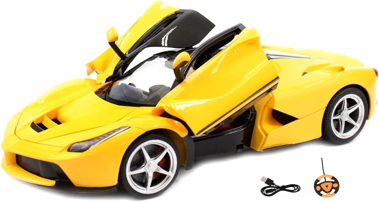 TEC TAVAKKAL Remote Controlled Super Racing Car, Super Racing Sports High Speed Toy Vehicle, Motor RC Chargeable Cars for Kids (Super RC Car Yellow)