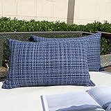 Kevin Textile Outdoor Waterproof Throw Pillow Covers Water Resistant Decorative Square Cushion Covers Pillowcase Shell for Patio Couch Tent Park Pack of 2 (12 x 20 Navy Blue)