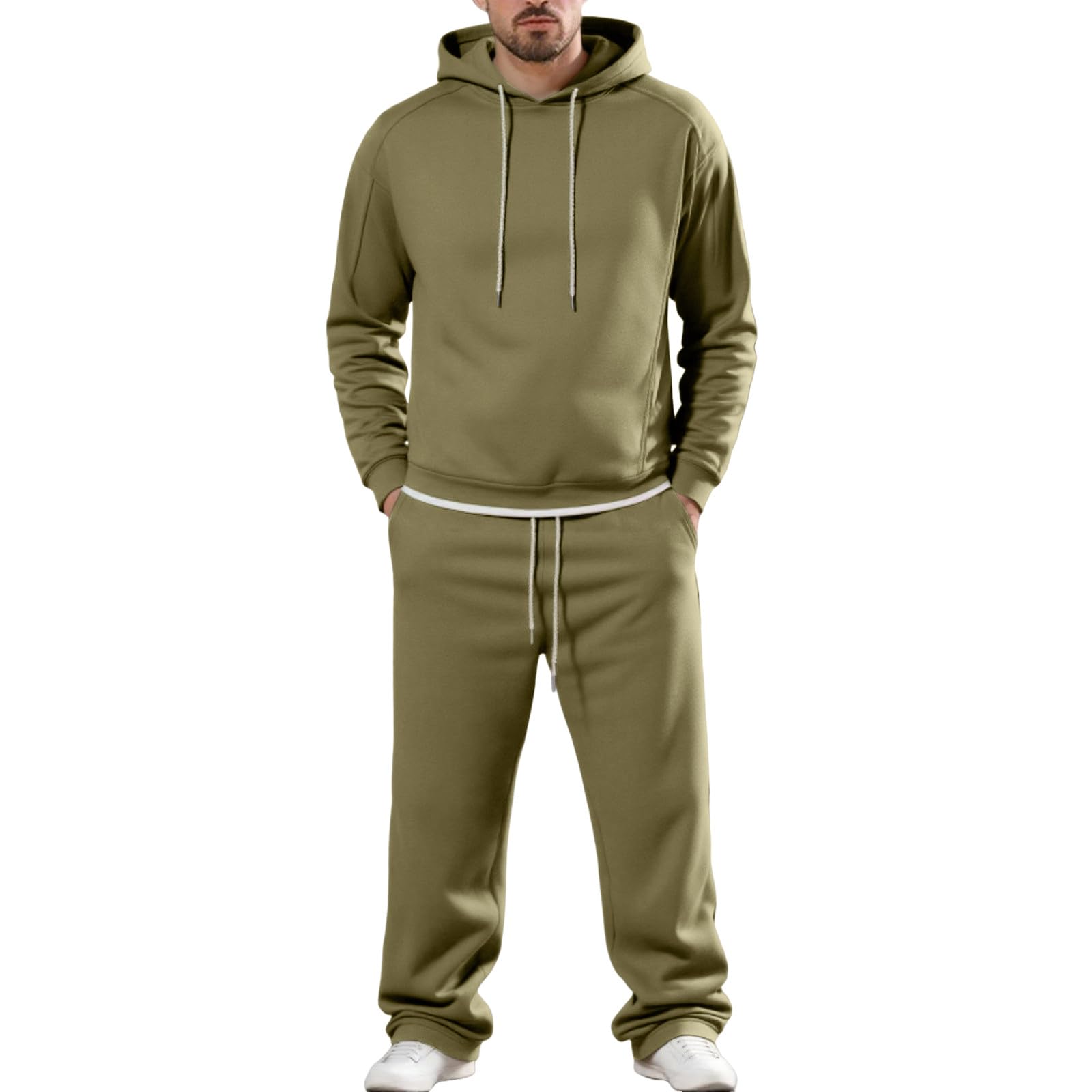 Generisch Tuta sportiva da uomo, da jogging, da donna, 2 pezzi, con cappuccio e hsoe, per il tempo libero, comoda, tuta da fitness, casual, a maniche lunghe, da jogging, in cotone