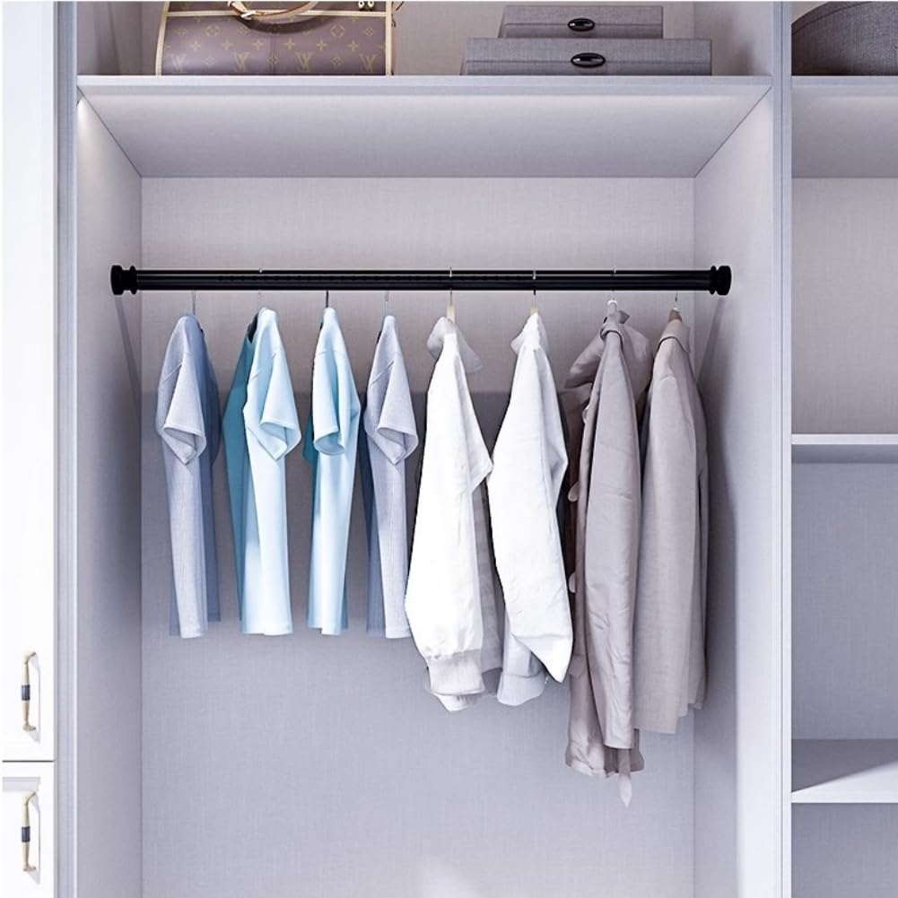 Shower Curtain Rod, Oval Clothes Hanging Bar Rail Extendable Shower Tension Rod for Curtains, Bathroom Window Closet Hanging Pole (25-40 thin rod with a diameter of 1.3cm)