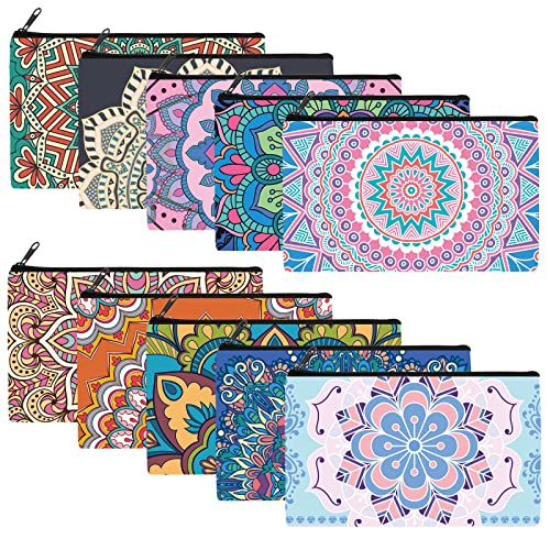Reginary 20 Pieces Cosmetic Bag for Women, Roomy Makeup Bags with Zipper Toiletry Bag Pouch Travel Packing Accessory Organizer Gifts, 7 x 4.3 Inches (Mandala)