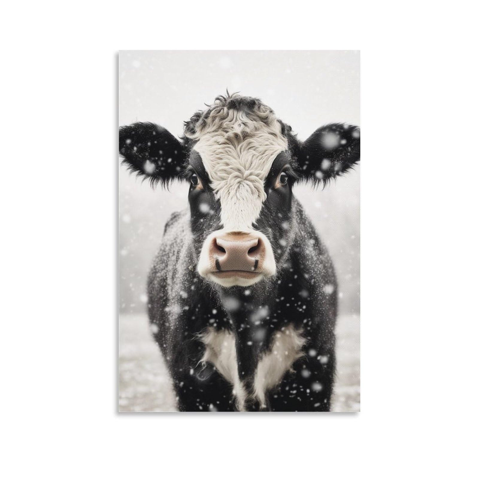 Foccar Unframe-Style Canvas Wall Art Vintage Classic Cow Wall Decorations For Living Room Farm Animal Contemporary Hang Pictures Wall Artwork