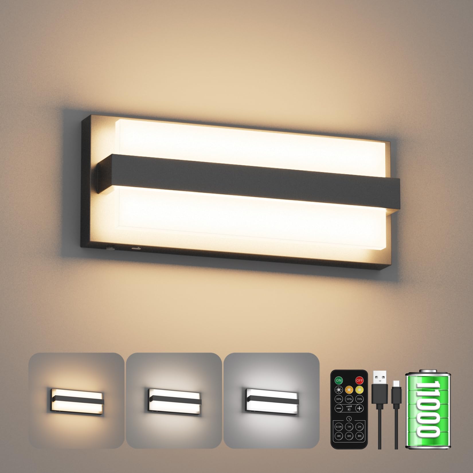 Klighten Applique da Interno LED Dimmerabile con Batteria