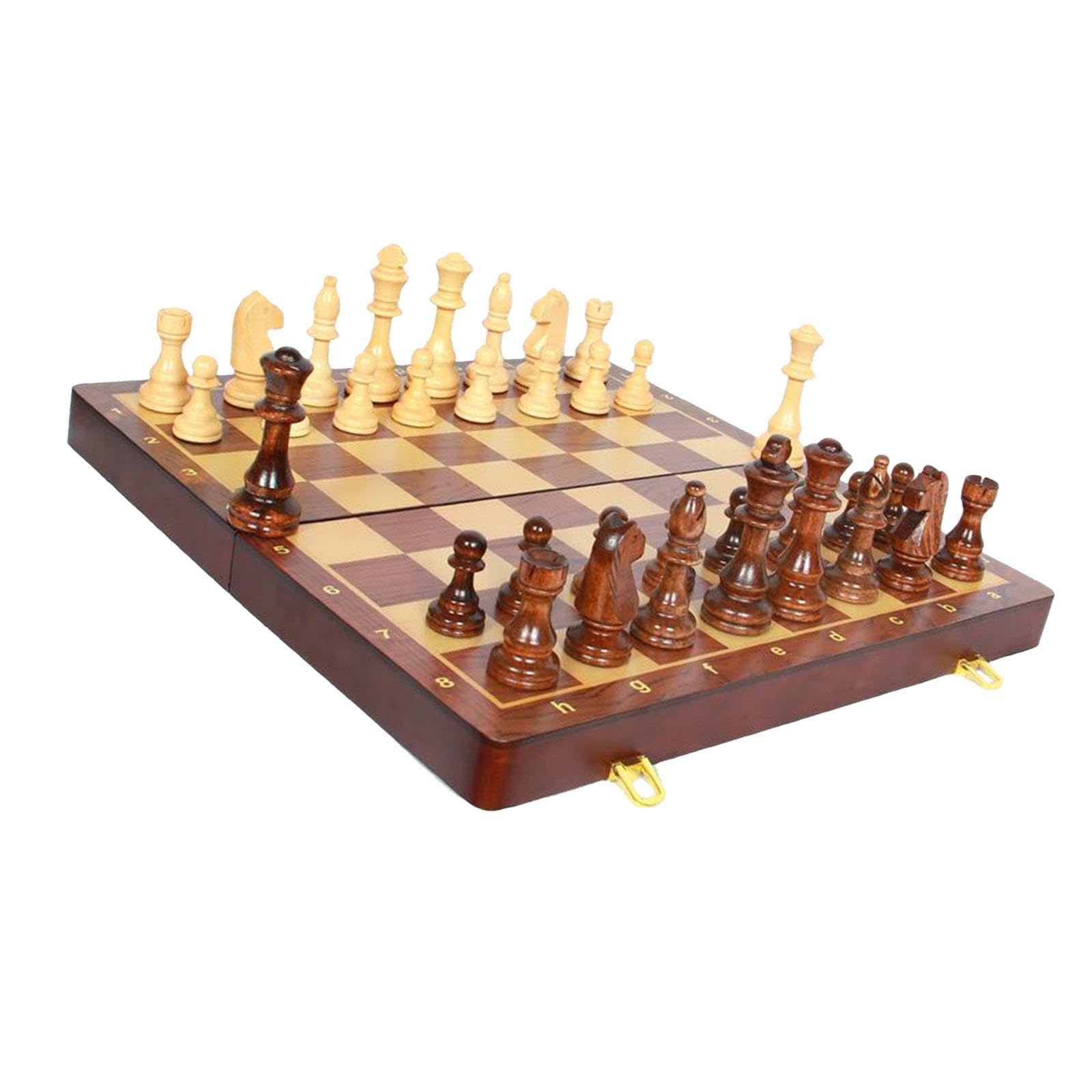 Soirée Jeux inoubliable avec Un Jeu d'échecs en Bois, Pliable et Facile à Transporter. Pièces en Palissandre fabriquées à la Main incluses. Jeu