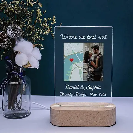 Personalized Our First Date Map Plaque With LED...