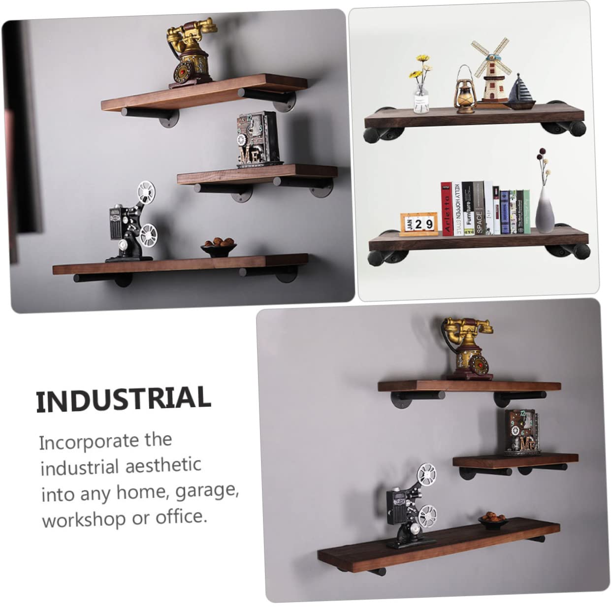 Staffe per Mensole in Ferro Vintage 4 Set Supporto Scaffale