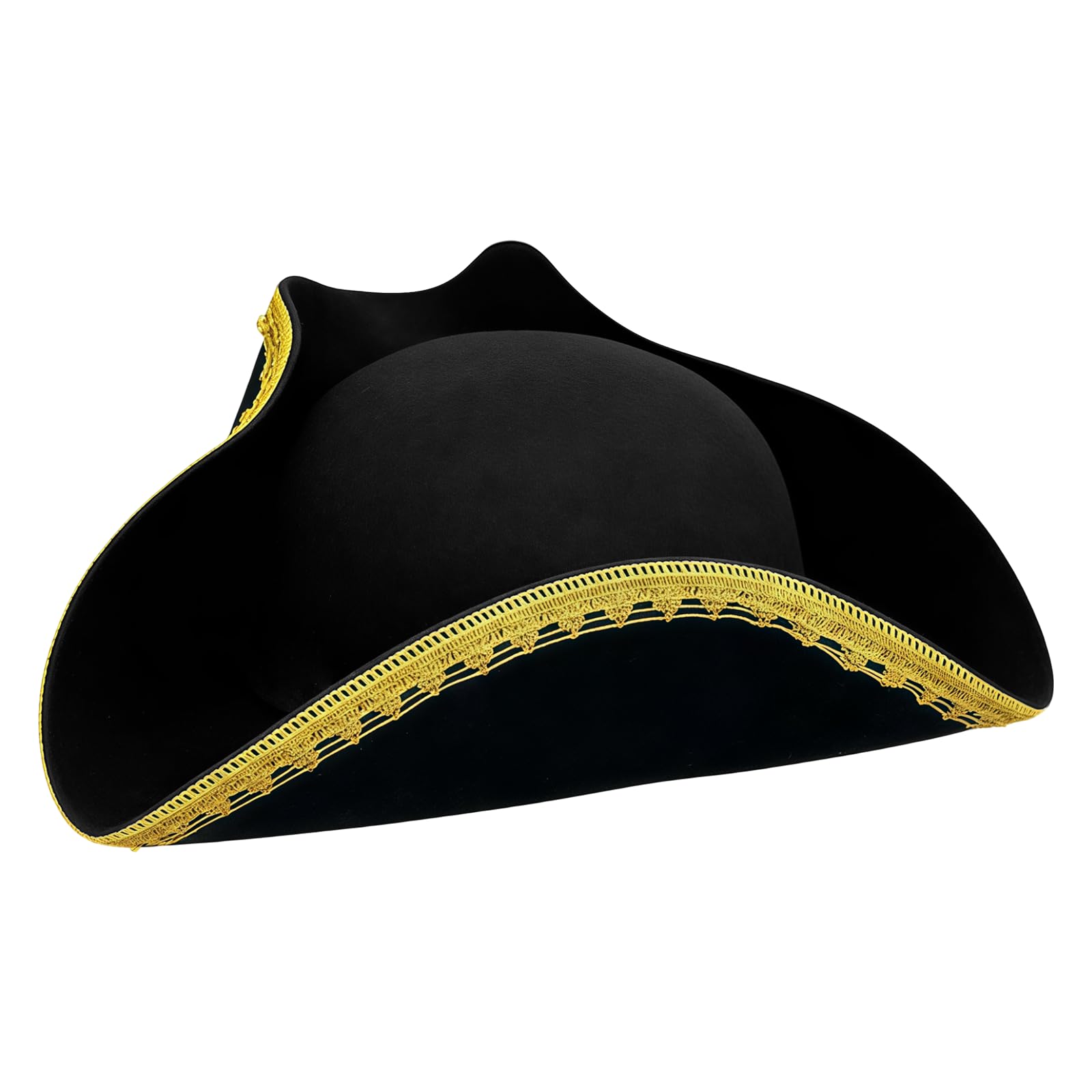 RmKbe Town Crier Pirate Tricorn Hat Colonial Style Fancy Dress Costume Accessory Historical Medieval Party Hat for Pirate Theme Party Halloween Cosplay