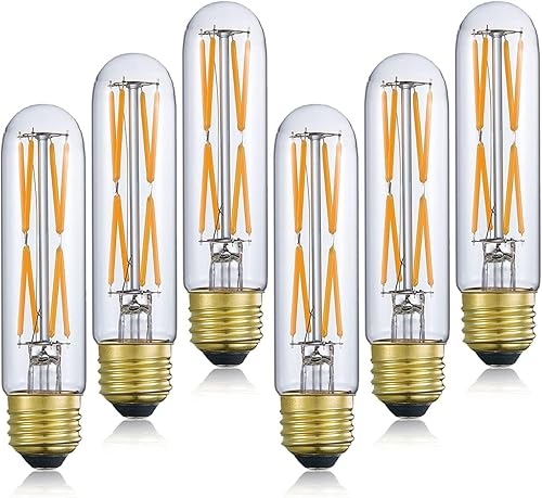 Adshen-US Bombilla LED regulable T10 de 8 W, blanco cálido, 2700 K, bombilla de filamento LED tubular igual a 80 W, bombilla Edison E26 de vidrio
