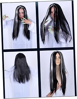 Highlight Wig black cosplay wig black wig Long Wig Witch Wig Straight Wig props Toy prom Straight Wig