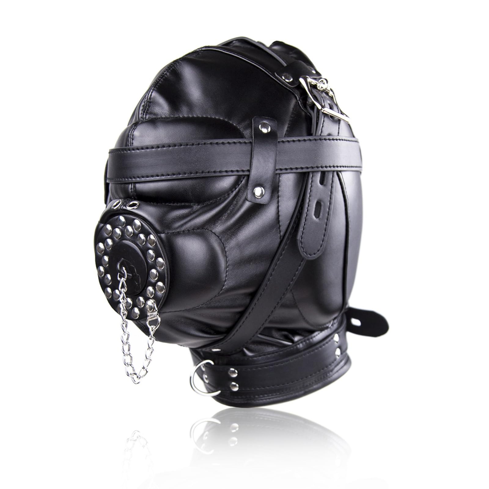 Générique Masque intégral en cuir noir avec cache-bouche amovible, cagoule punk tendance pour les soirées-FRRT02