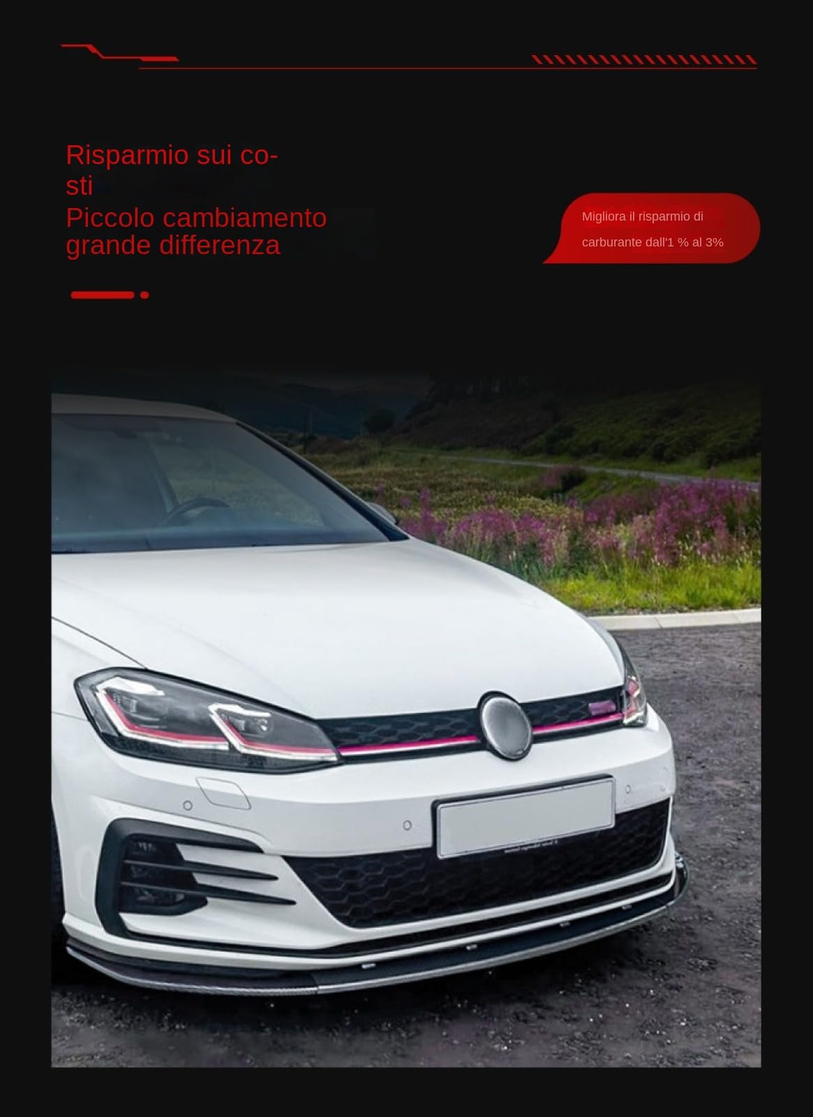 Spoiler Anteriore Per VW Golf 7.5 MK7/MK7.5 (2013-2020) GTI/GTD/R/R-Line, ABS, Nero Pianoforte, Carbon Fiber Texture, Pittura Opaca, Da Imbullonare,Modifica dello splitter anteriore/del labbro anterio