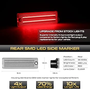 Amazon.com: VIPMOTOZ Full LED Rear Red Chrome Side Marker