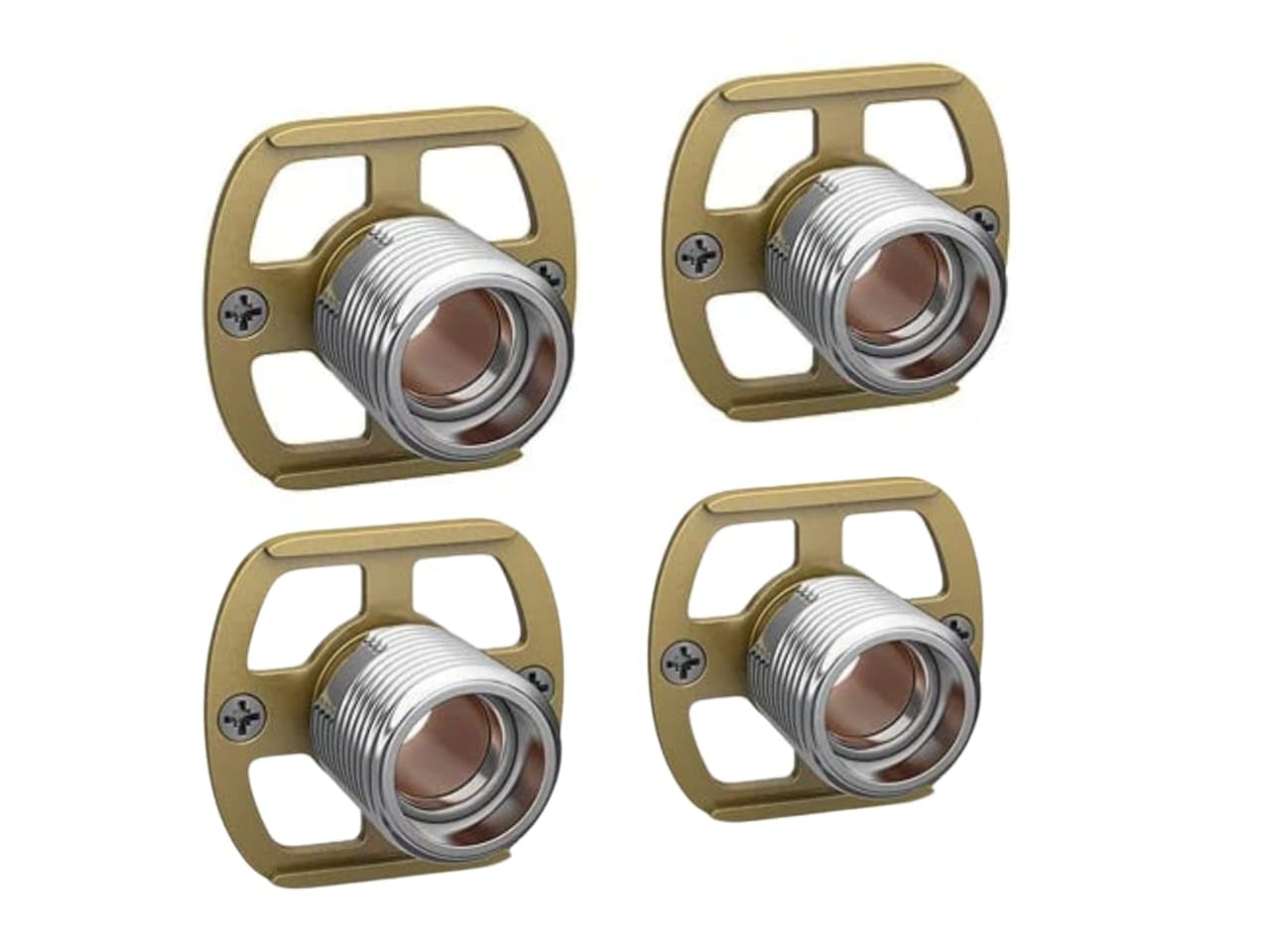 Shmox Golden & Silver Bar Valve Fast Fixing Brackets Kit For Bath Mixer Tap Or Bar Shower Exposed Thermostatic Shower Bar (4 Piece In 2 Packs)