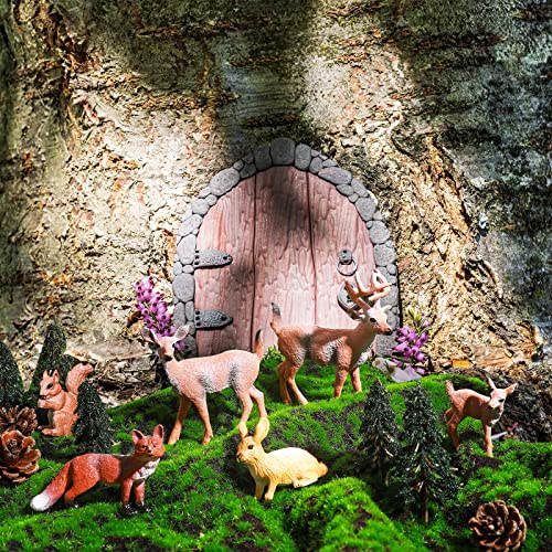Sratte 26 Pcs Forest Animal Figures Diorama Kit, Woodland Creatures Toys Hunting Toys Model Diorama Supplies for Back to School Gift Educational Learning Birthday Gift - Image 6