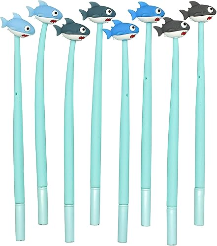 Miniatura 7 de 8 bolígrafos de tiburón, bolígrafos de gel novedosos con dibujos animados, de goma suave, de 0.020 in, tinta negra para escuela, hogar, oficina,
