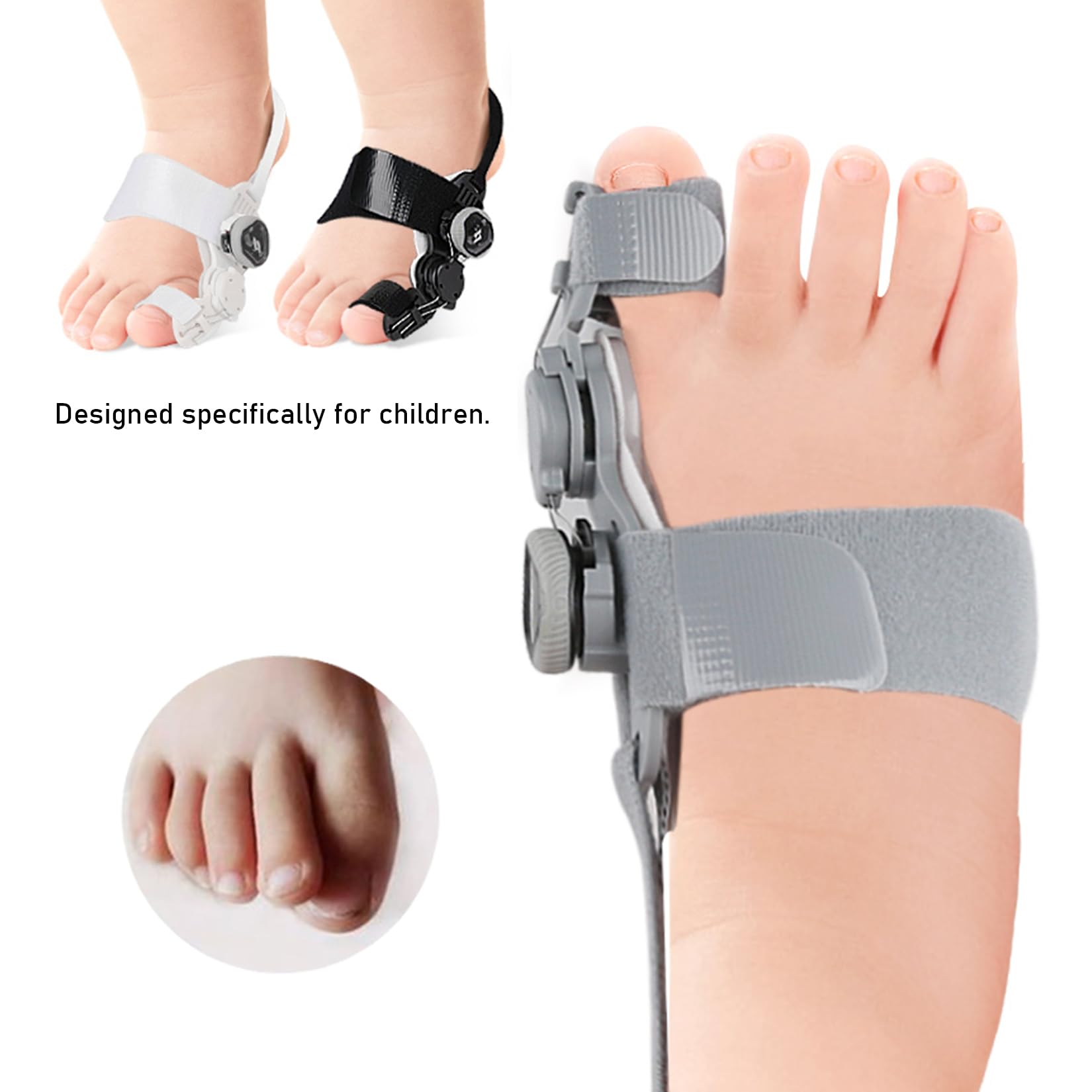 Kinder-Ballenbehandlung, Verstellbare große Zehen-Schiene zur Korrektur des Hallux Valgus, Ballen-Splint, Zeigengerade mit Silikon-Pad Ballenentlastung für Mädchen und Jungen