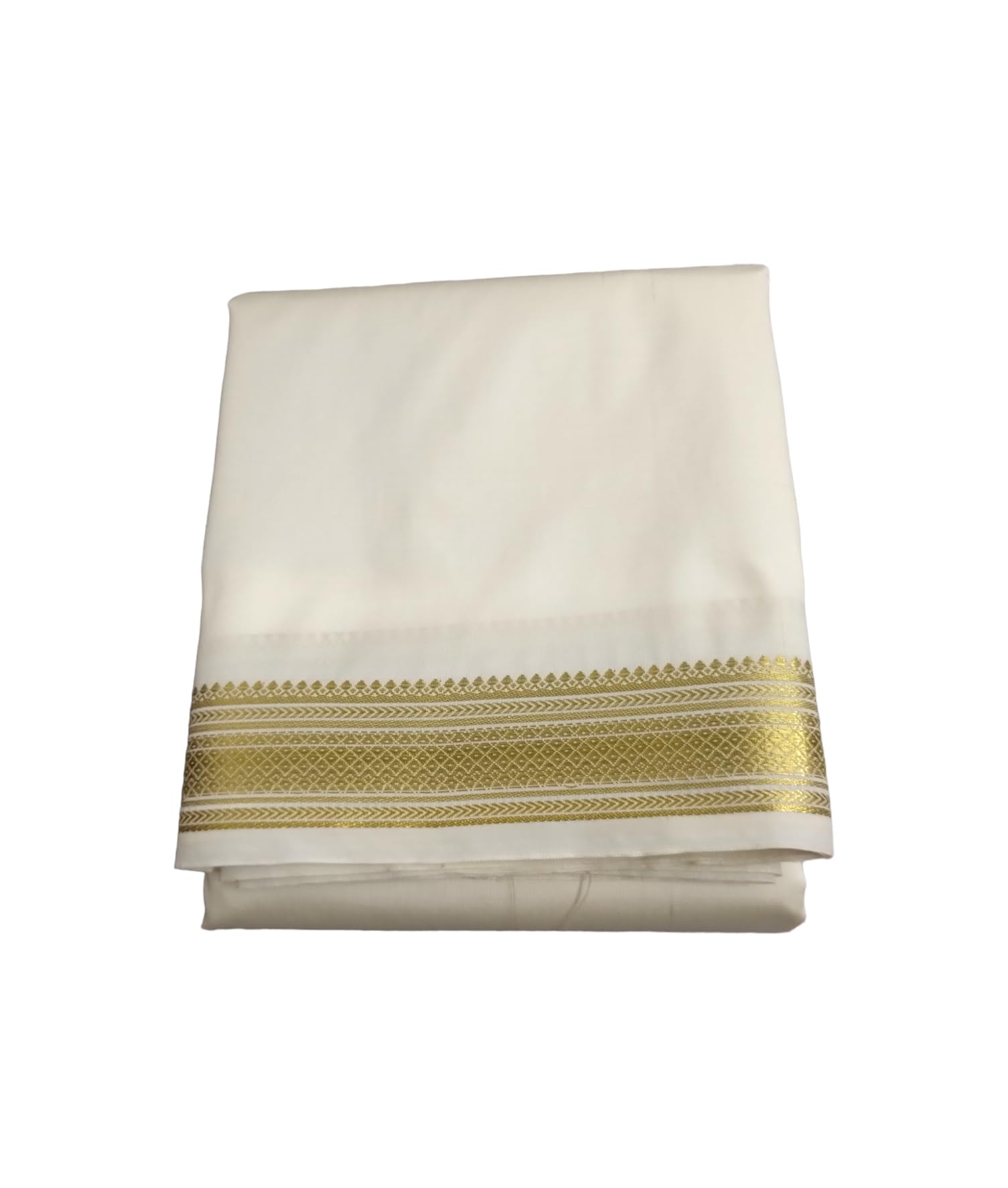 Traditional Kerala Kasavu Mundu, White Dhoti with Gold Border, Traditional Indian Ethnic Wear-image-24