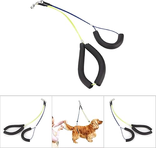 Miniatura 8 de Oumefar Correa ajustable de aseo para mascotas sin sentar Haunch Holder Restricción Lavado Gargantilla Perros Gatos Aseo Mesa Brazo (Amarillo+Verde)