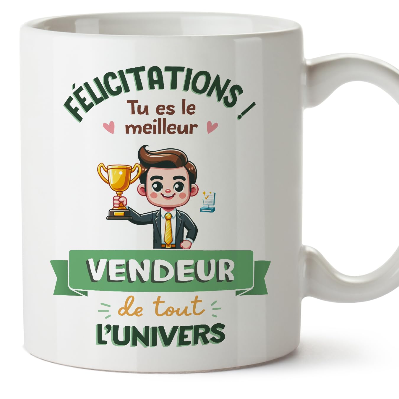 MUGFFINS Salesman Man Mug - in French - Meilleur Univers Trophée - Funny Gift for Colleagues - Ceramic 11oz Mug — image 1