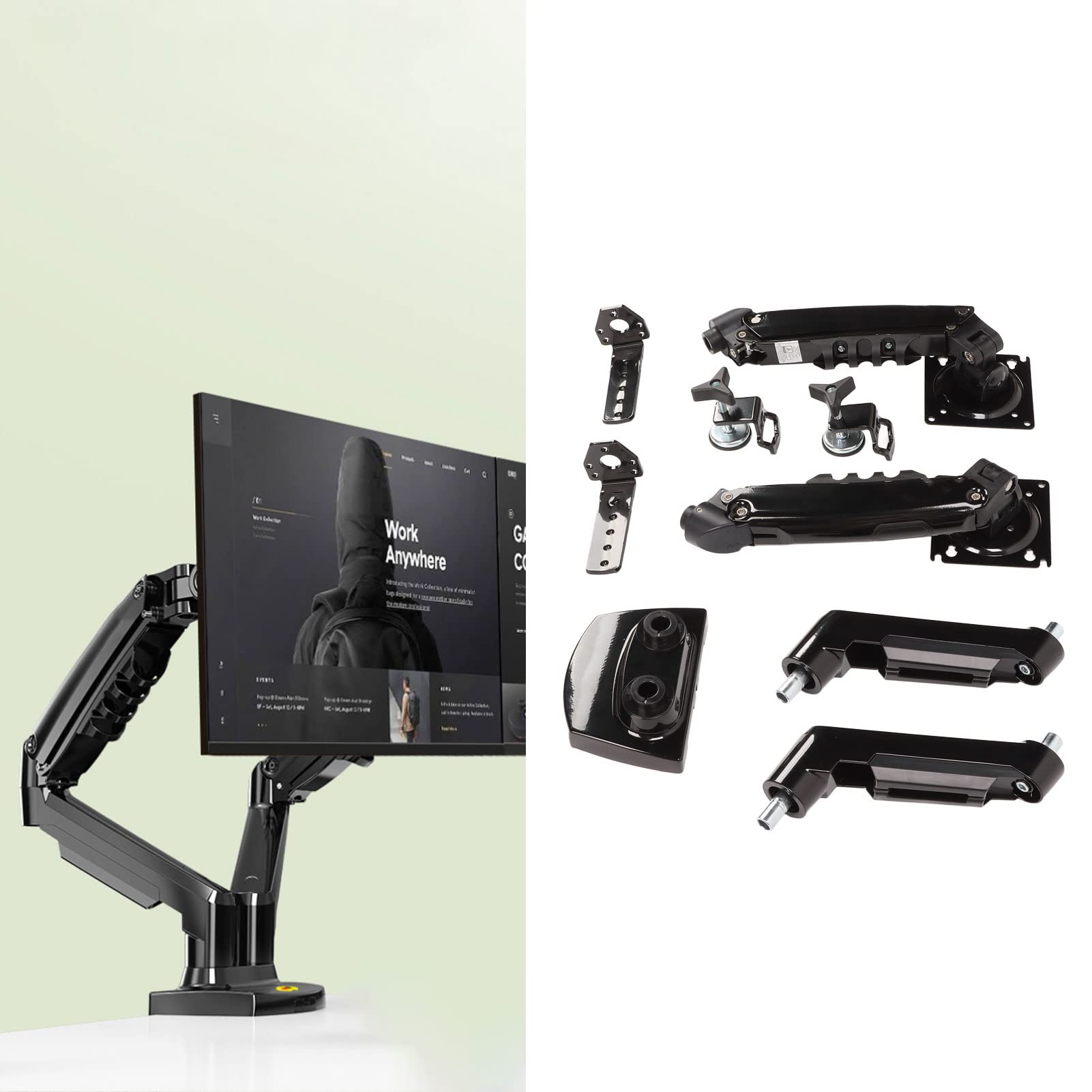 Supporto da Tavolo per Doppio Monitor Supporto da Scrivania Bracci Vesa Girevoli a Molla Regolabili per Schermi di Computer, Braccio per Monitor Comodo e Robusto per Impiegati, Lega di