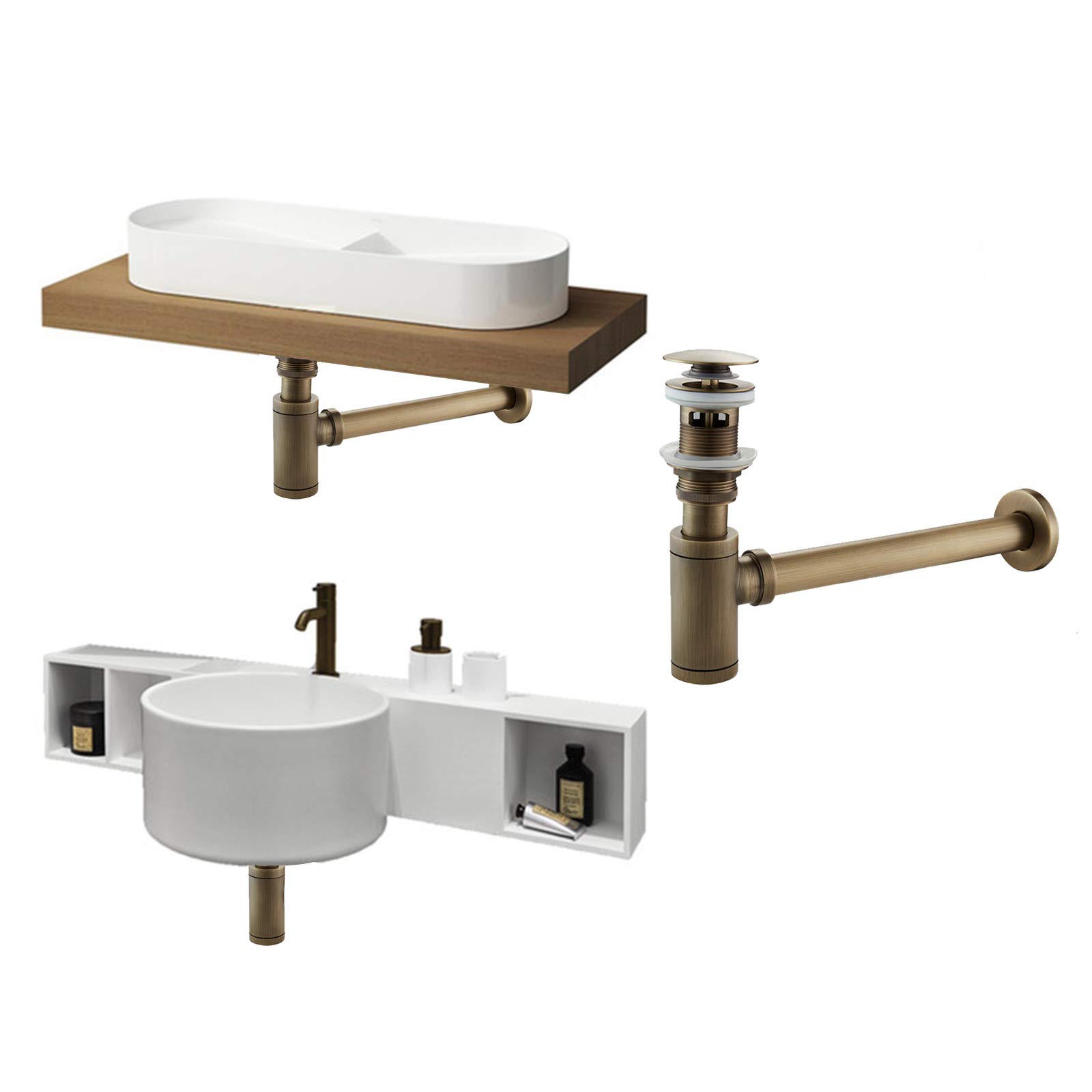 Brass Bottle Trap, Brass Basin Waste Bottle Trap Drain Extra Long