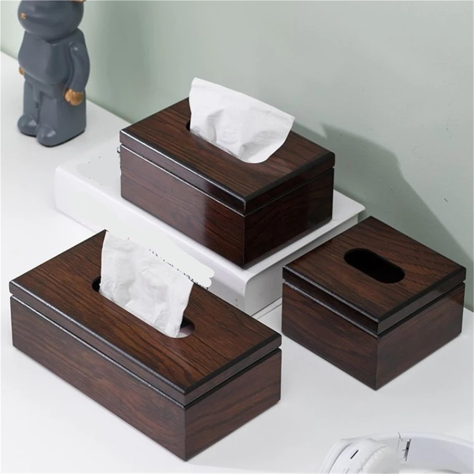Boîte à mouchoirs en Bois, 1 pièce, tiroir Papier for hôtel Restaurant, boîte carrée pour Le Domicile,Bureau(12x12x8cm)