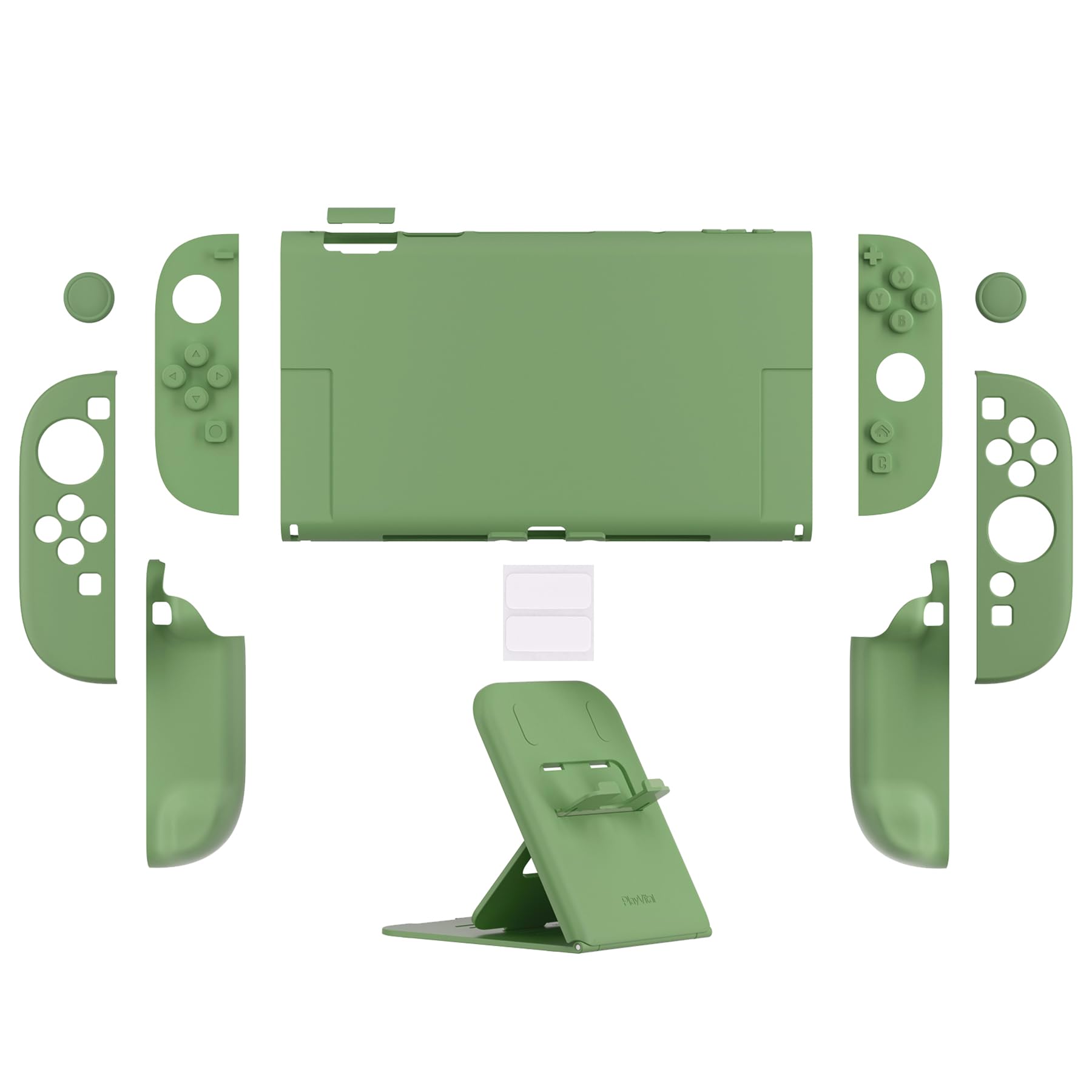PlayVital Split-Schutzhülle für Switch 2, Kratzfeste Hülle, Dockbares Case, Ergonomischer Griphülle mit Klappständer & Joystick Kappen Zubehör für Nintendo Switch 2, Matcha Grün