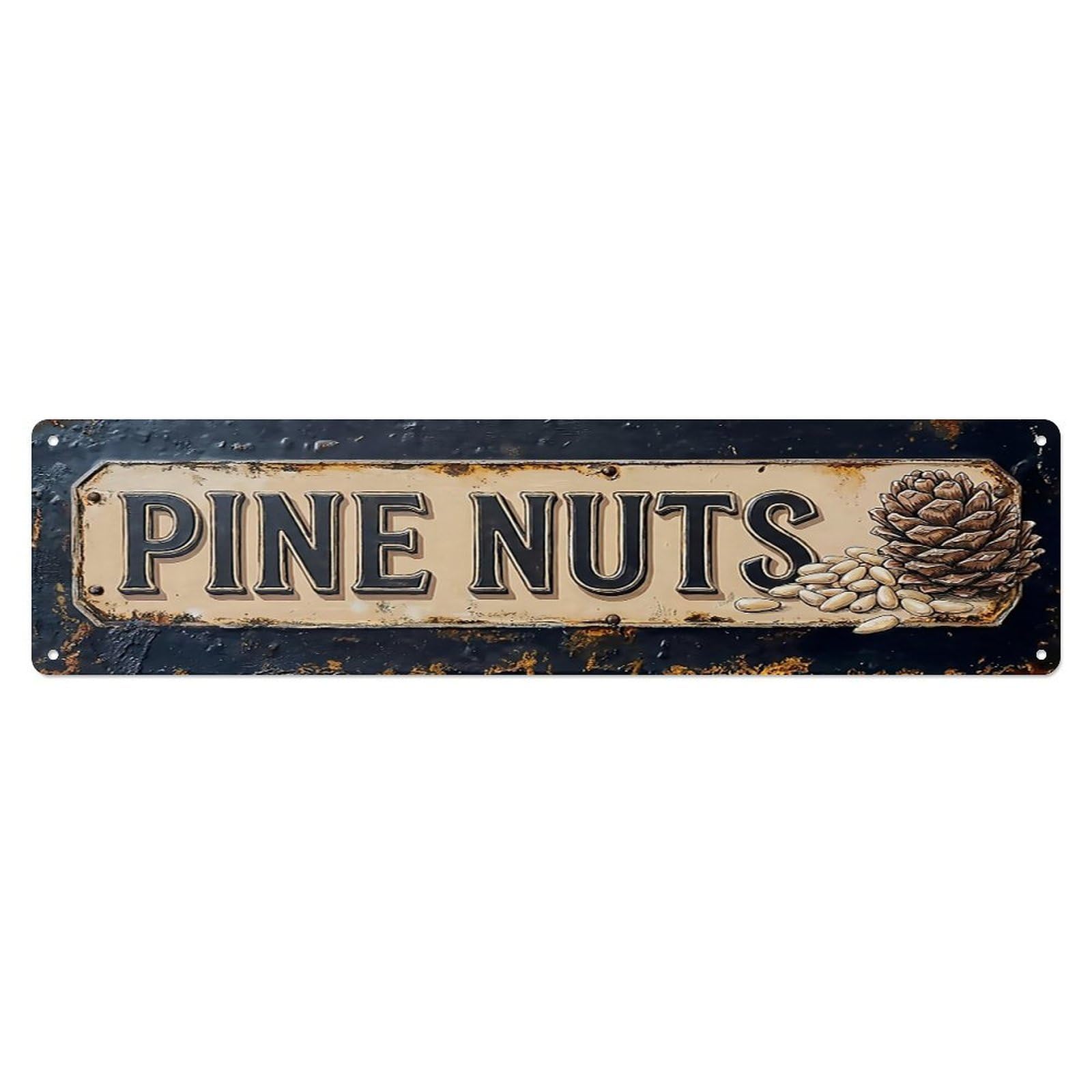 Vintage Pine Nuts Delicate Farmhouse Metal Tin Sign