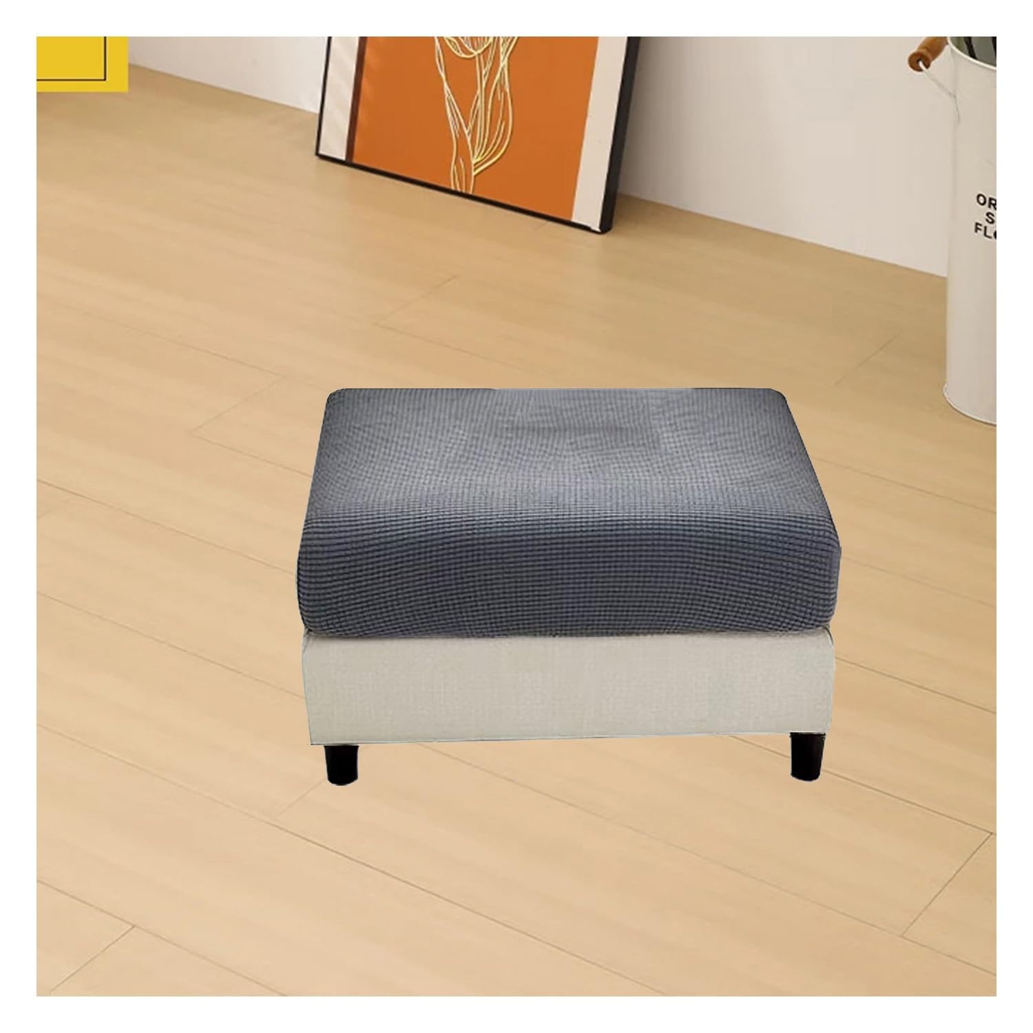 ILiemao Super Stretch Soft Fit Ottoman Cover Slipcover Square/Rectangular for Foot Stool 20x27in/50x68cm 18x22in/45x55cm Furniture for Living Room with Elastic Bottom，Washable(G13,30-40 cm/12-16 in)
