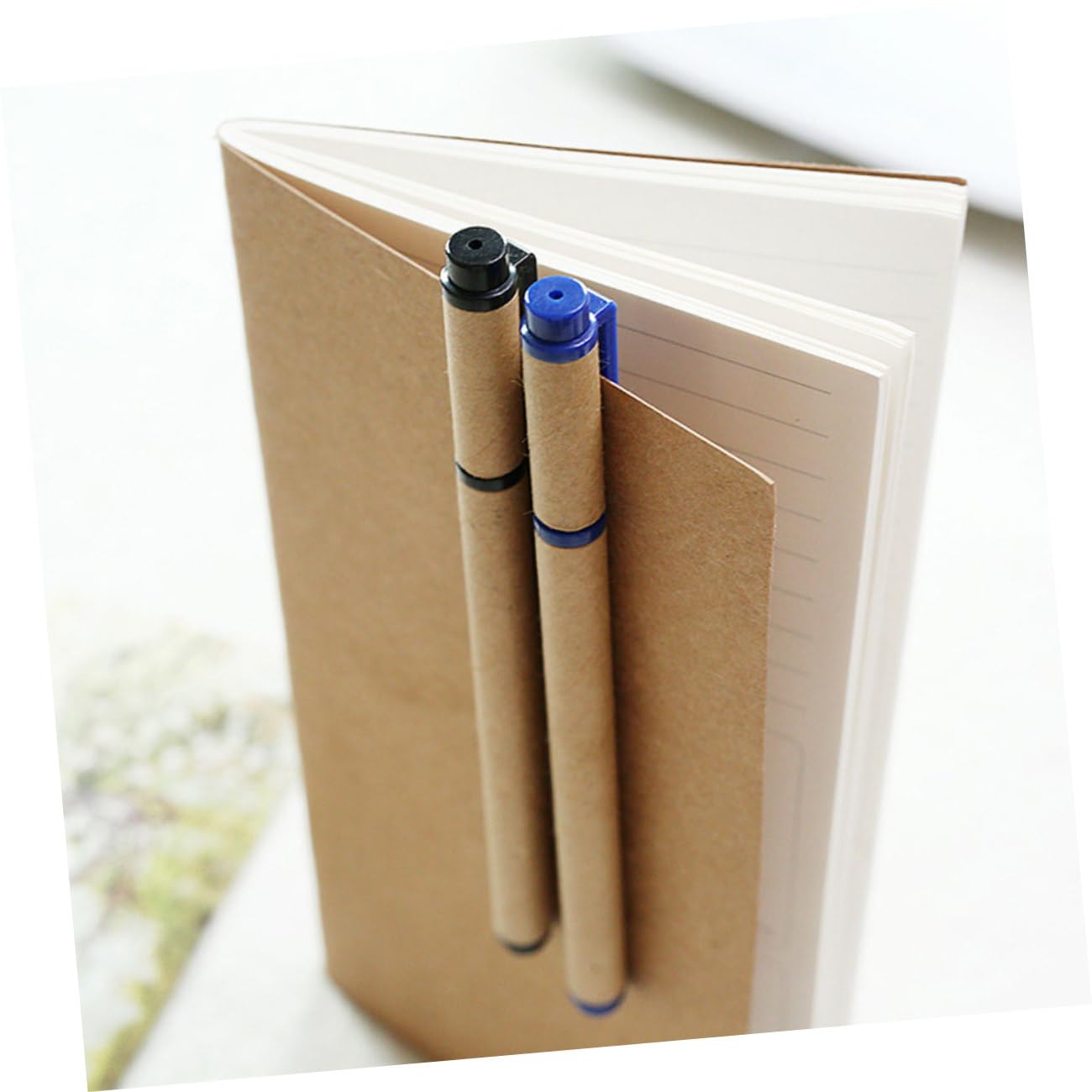SHINEOFI 40 Piezas Bolígrafos de Gel con Cuerpo de Papel Kraft Paquete de Azules Negros Tinta de Secado Rápido para Oficina Estudiantes y Exámenes Bolígrafos de Escritura Portátiles y