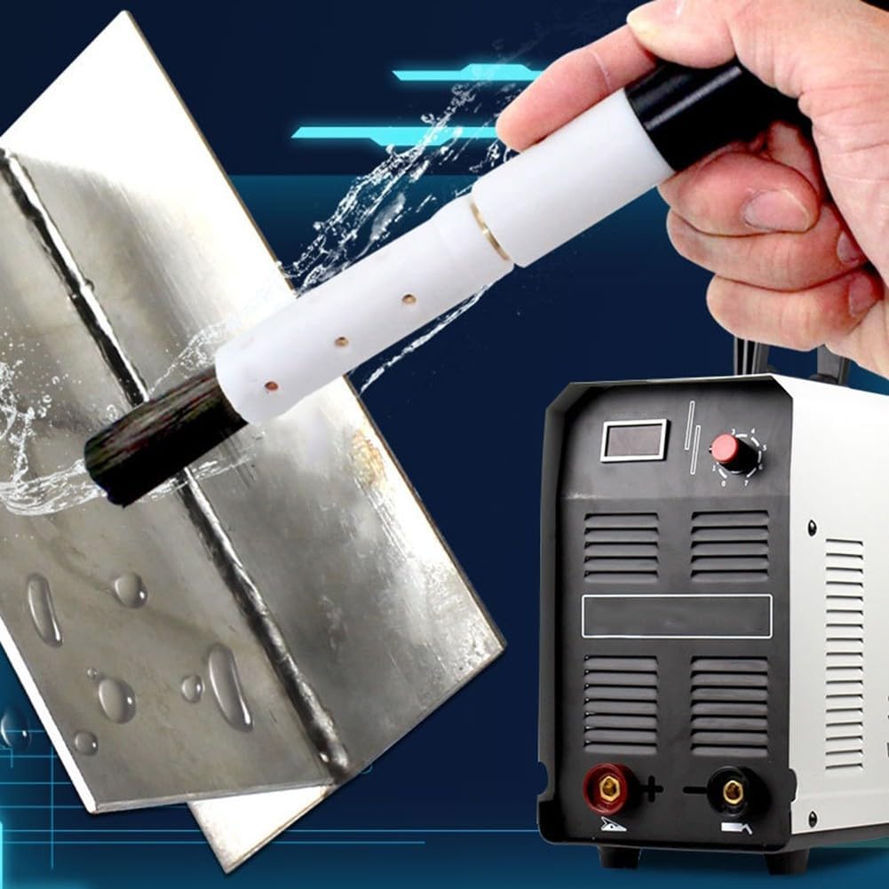 Limpiador de soldadura electroquímica industrial, removedor de cuentas de soldadura de mano para decapado de acero inoxidable con cabezal de cepillo conductor de repuesto y manguera de gas de 3 metros