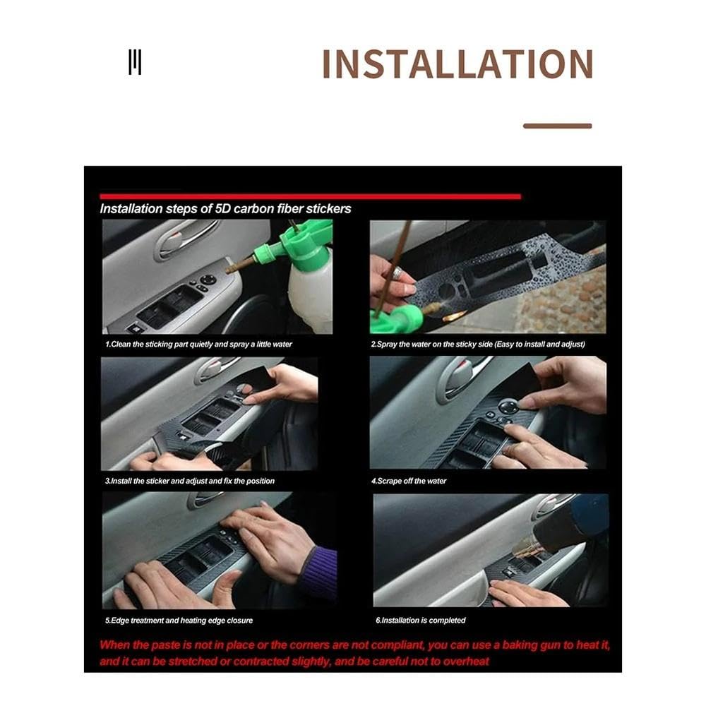 Autoschutzfolie Auto-Innenverkleidung, Schutzfolie, Dekoration, 5D-Carbonfaser-Vinyl-Aufkleber Für BMW 5er G30 G31 2018–2022 LHD