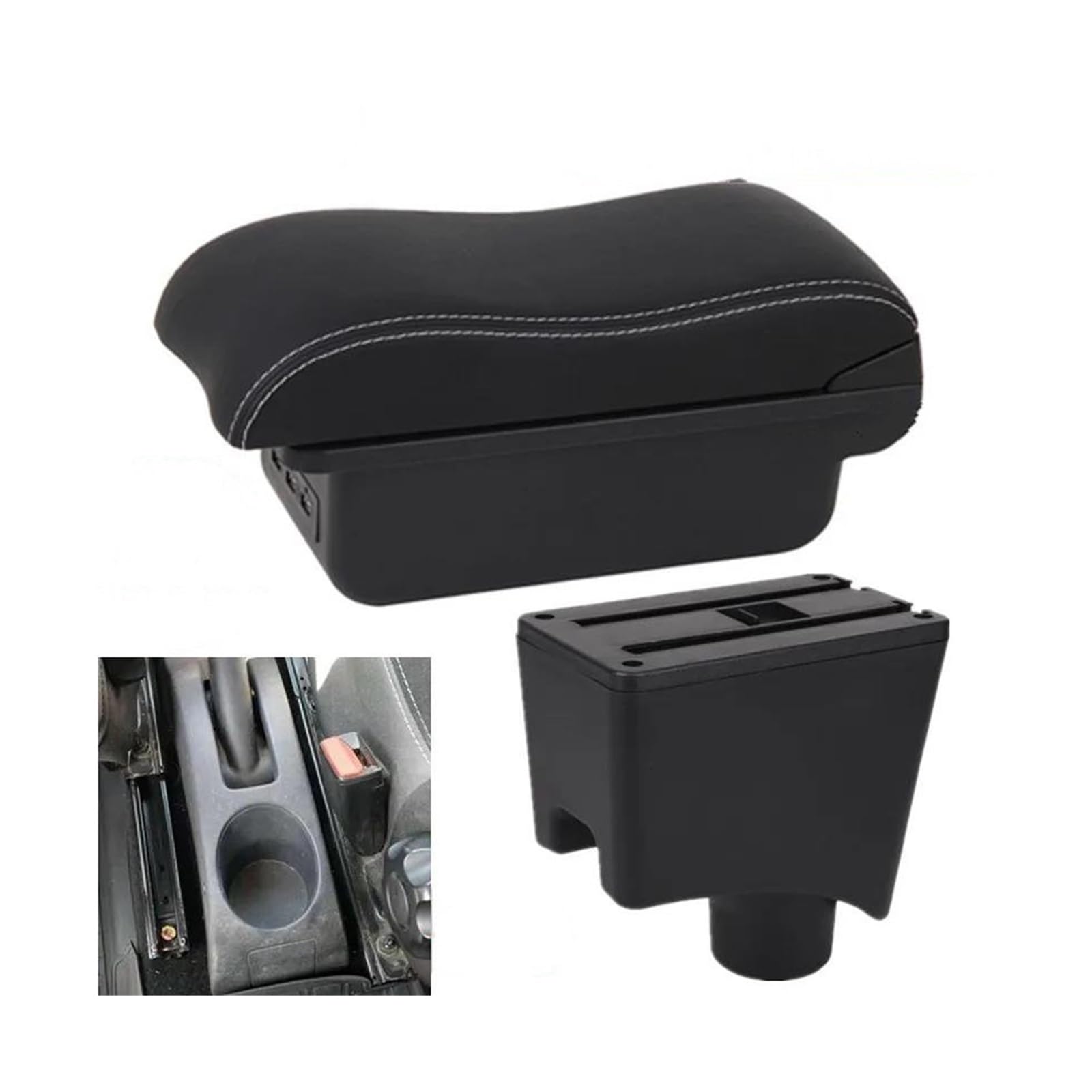 OOPUHKSY For Nissan For Almera G15 Accessories Armrest Box Car Storage Box(B3 white line 3USB)