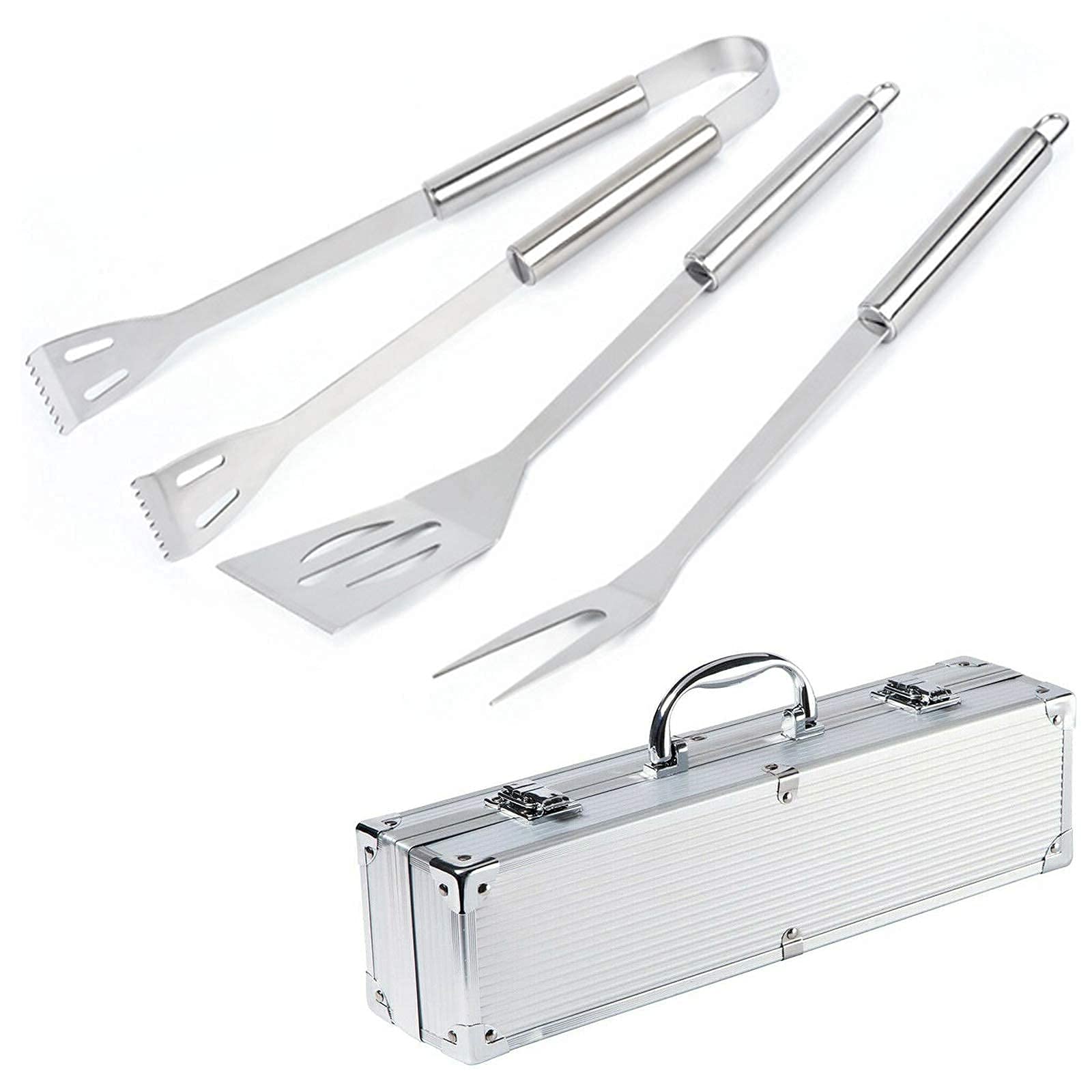 Kit di utensili per barbecue - 3 pezzi di strumenti per barbecue in acciaio inossidabile leggero di alta qualità con custodia portatile gratuita - kit di strumenti per barbecue perfetto per picnic e a