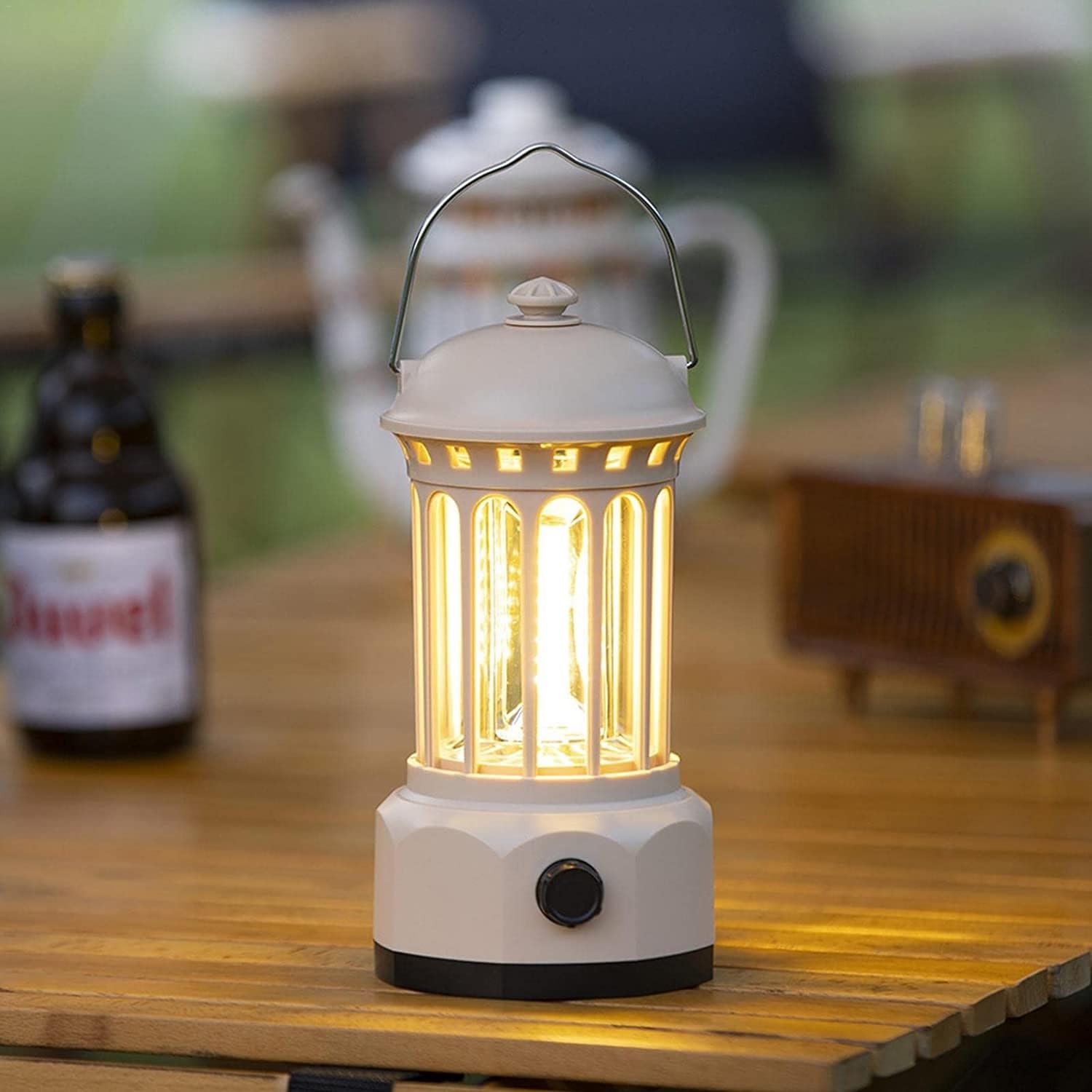 Latarnia kempingowa LED zasilana bateriami, ściemniana lampa namiotowa do użytku na zewnątrz, przenośna żarówka w stylu vintage do zaciemnienia i sytuacji awaryjnych, idealna lampa kempingowa