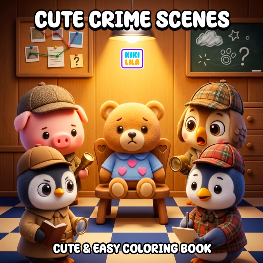 Cute Crime Scenes Coloring Book: Adorable Animal Sleuths Solving Silly and Sweet Cases