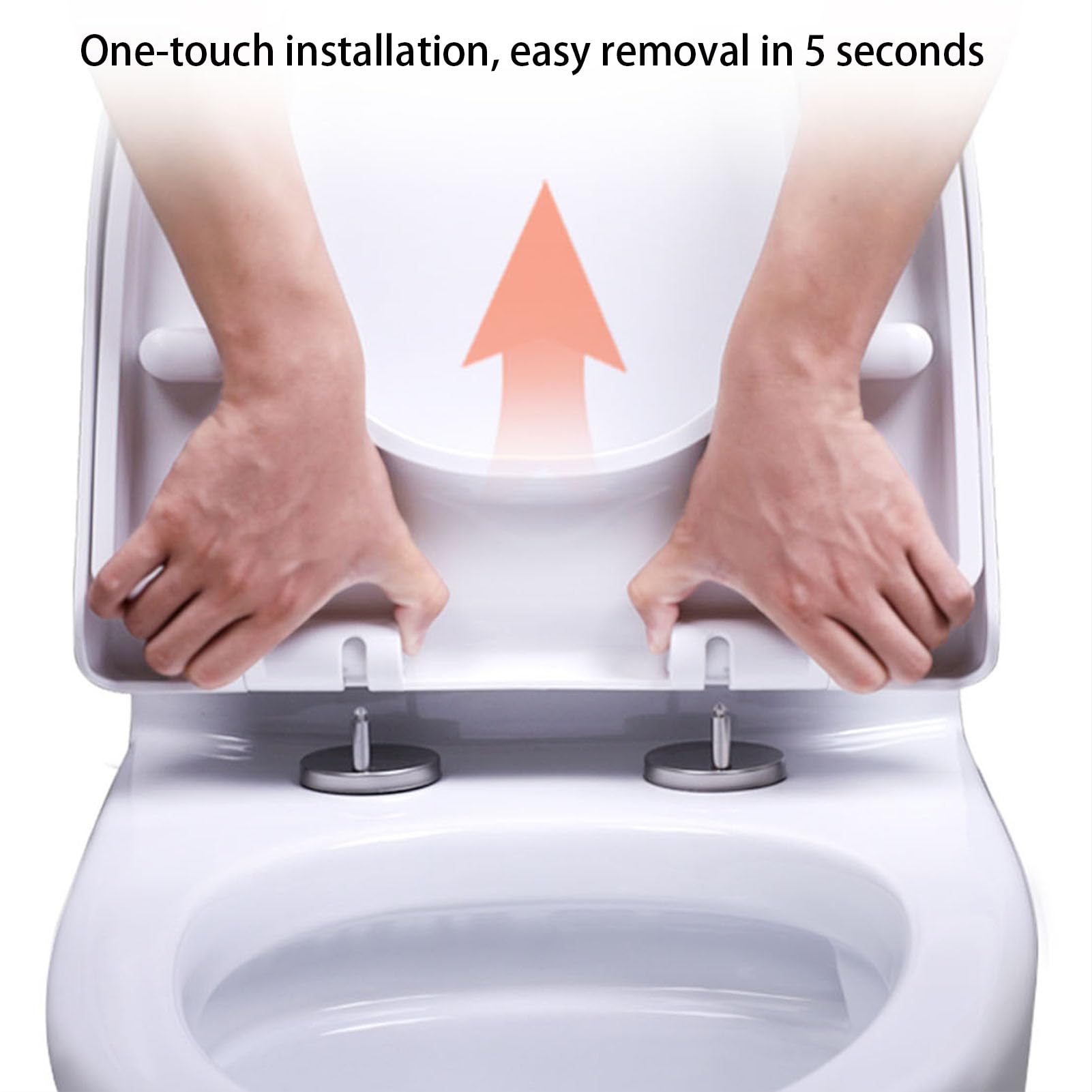 Tapa WC Universal, Tapa Inodoro con Cierre Suave y Lento, Asiento de Inodoro de Forma de O, Tapadera WC con Bisagras Ajustables y Liberación Rápida para una Fácil Limpieza, Blanco, PP